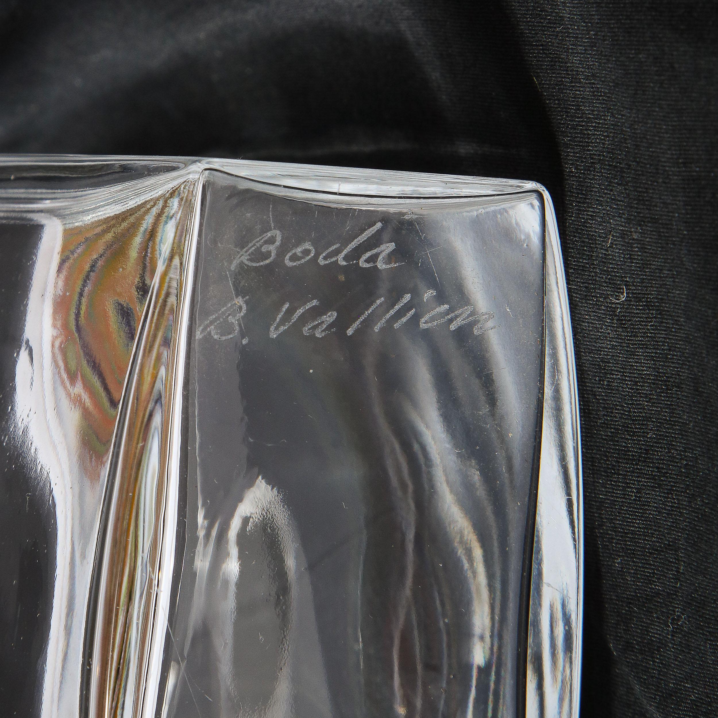 Modernist Rectangular Translucent Glass Vase by Bertil Vallien for Kosta Boda For Sale 5