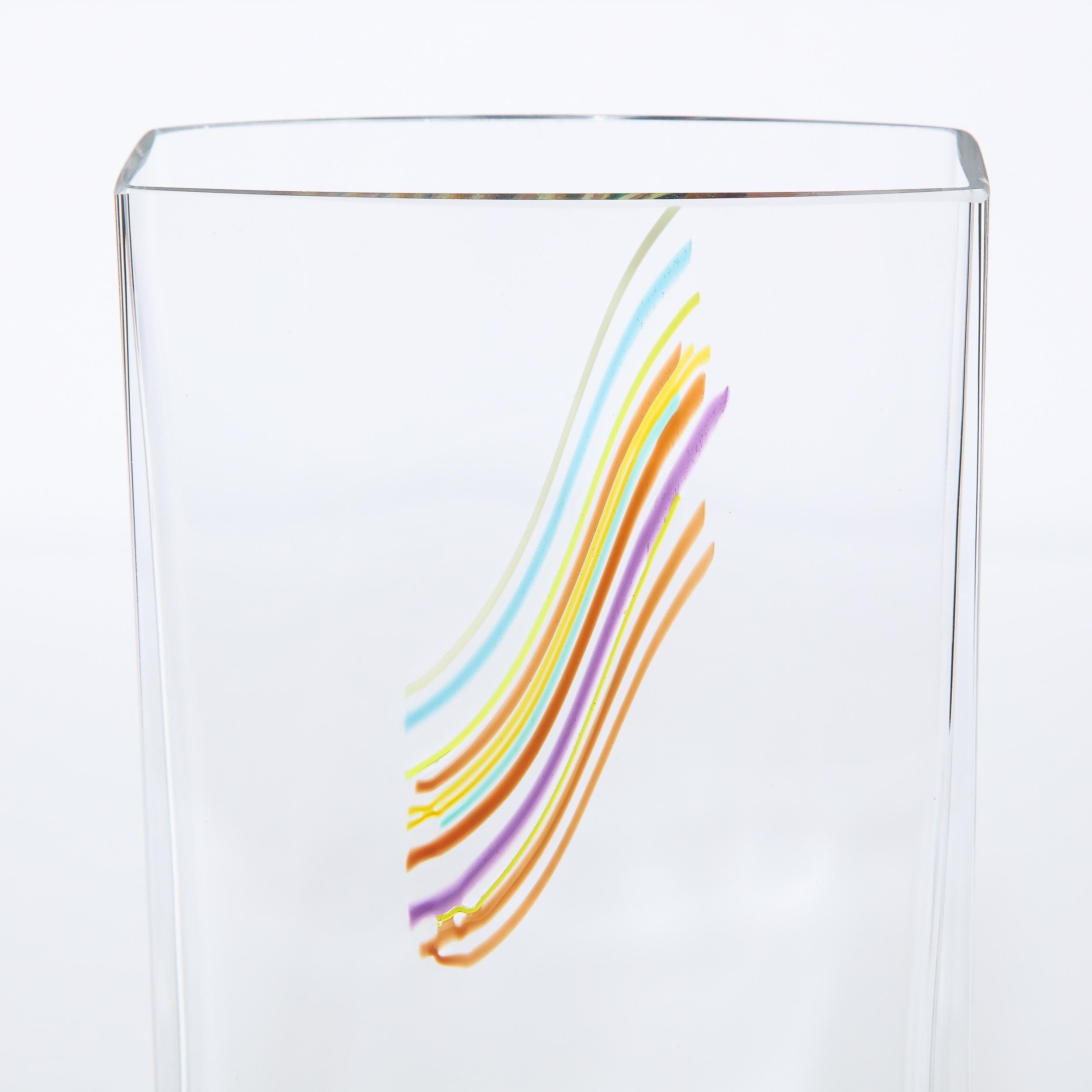 Swedish Modernist Rectangular Translucent Glass Vase by Bertil Vallien for Kosta Boda For Sale