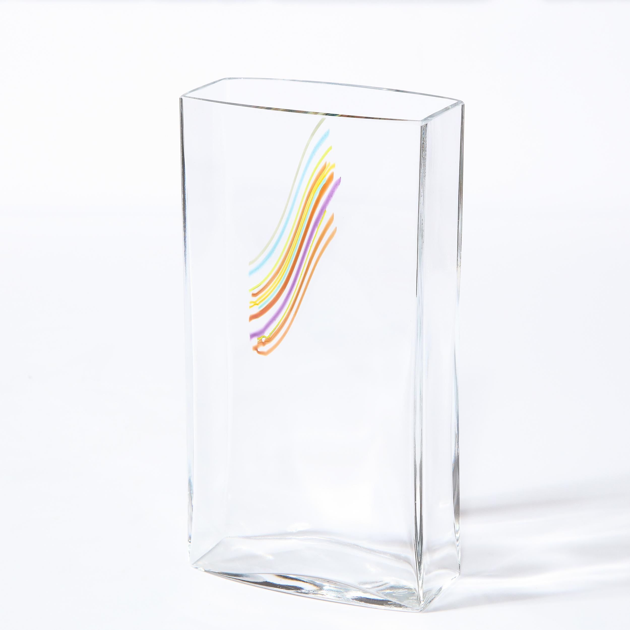 Modernist Rectangular Translucent Glass Vase by Bertil Vallien for Kosta Boda In Excellent Condition For Sale In New York, NY