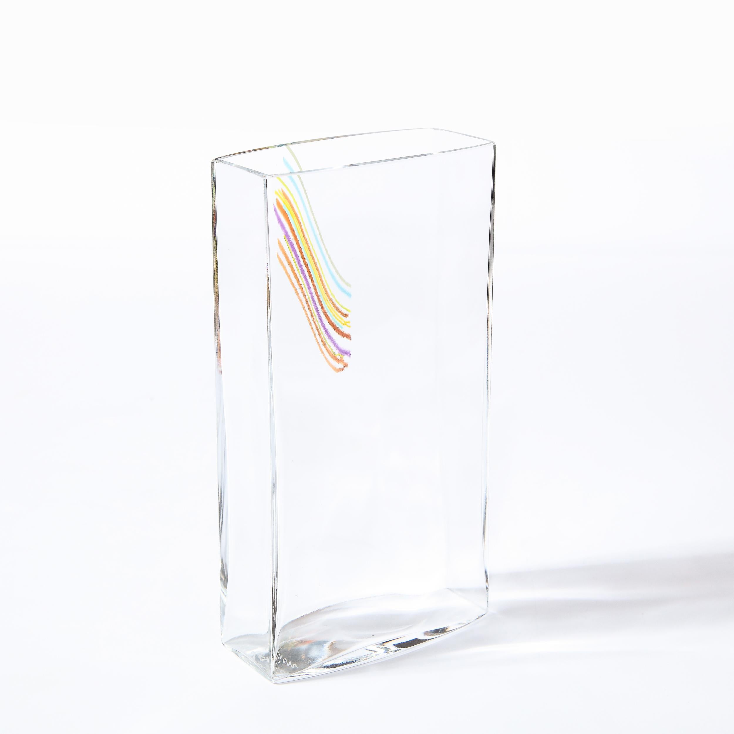 Blown Glass Modernist Rectangular Translucent Glass Vase by Bertil Vallien for Kosta Boda For Sale