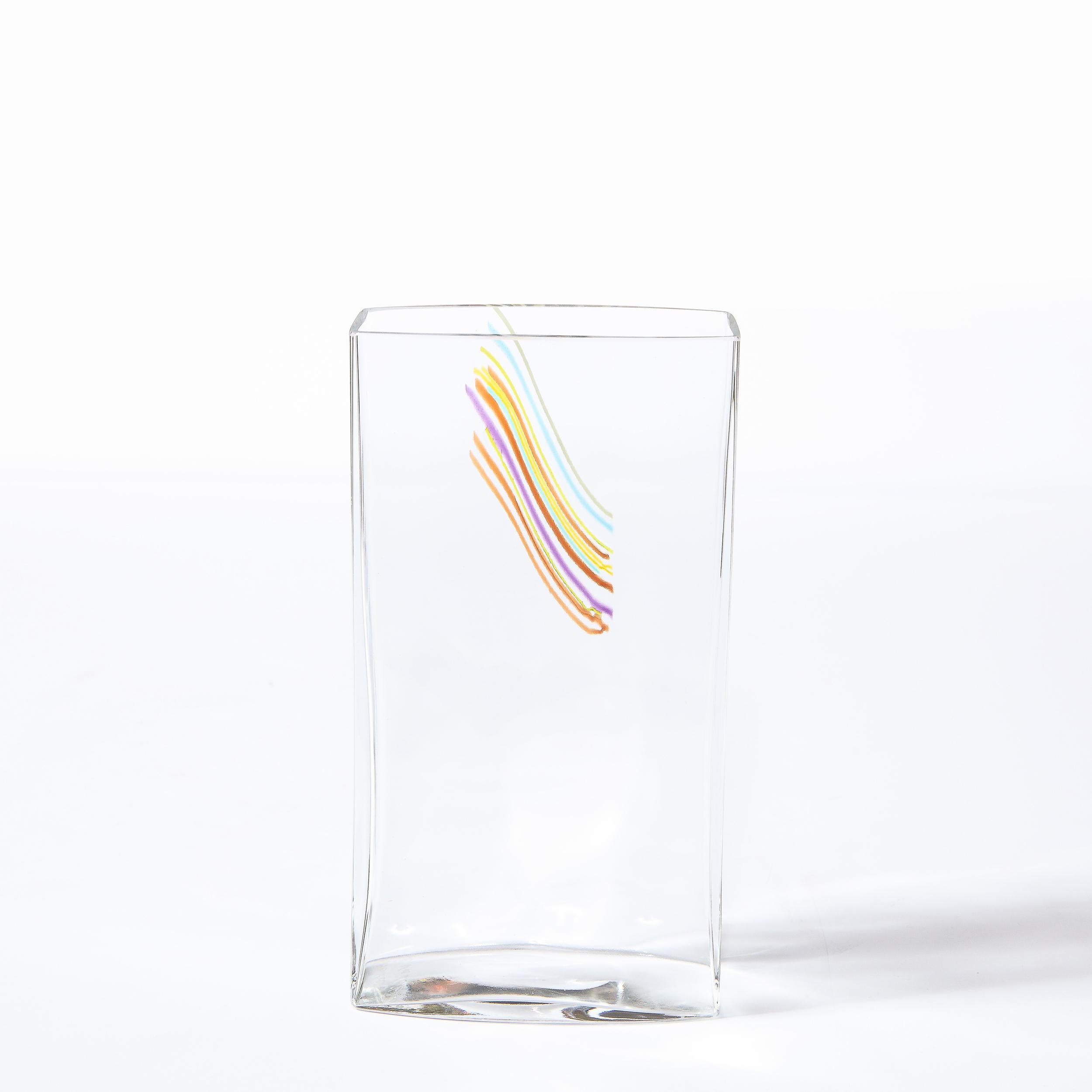 Modernist Rectangular Translucent Glass Vase by Bertil Vallien for Kosta Boda For Sale 1