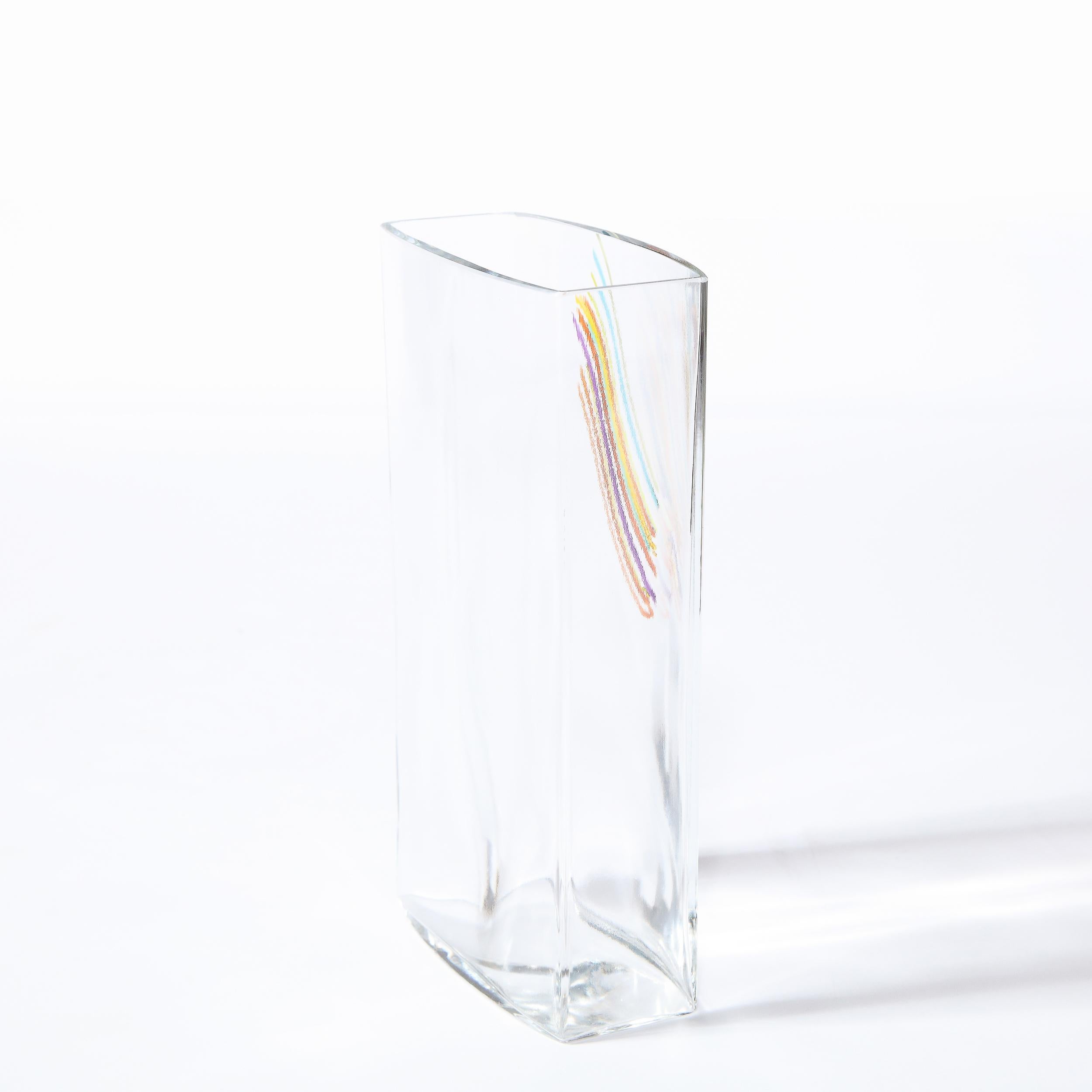 Modernist Rectangular Translucent Glass Vase by Bertil Vallien for Kosta Boda For Sale 2