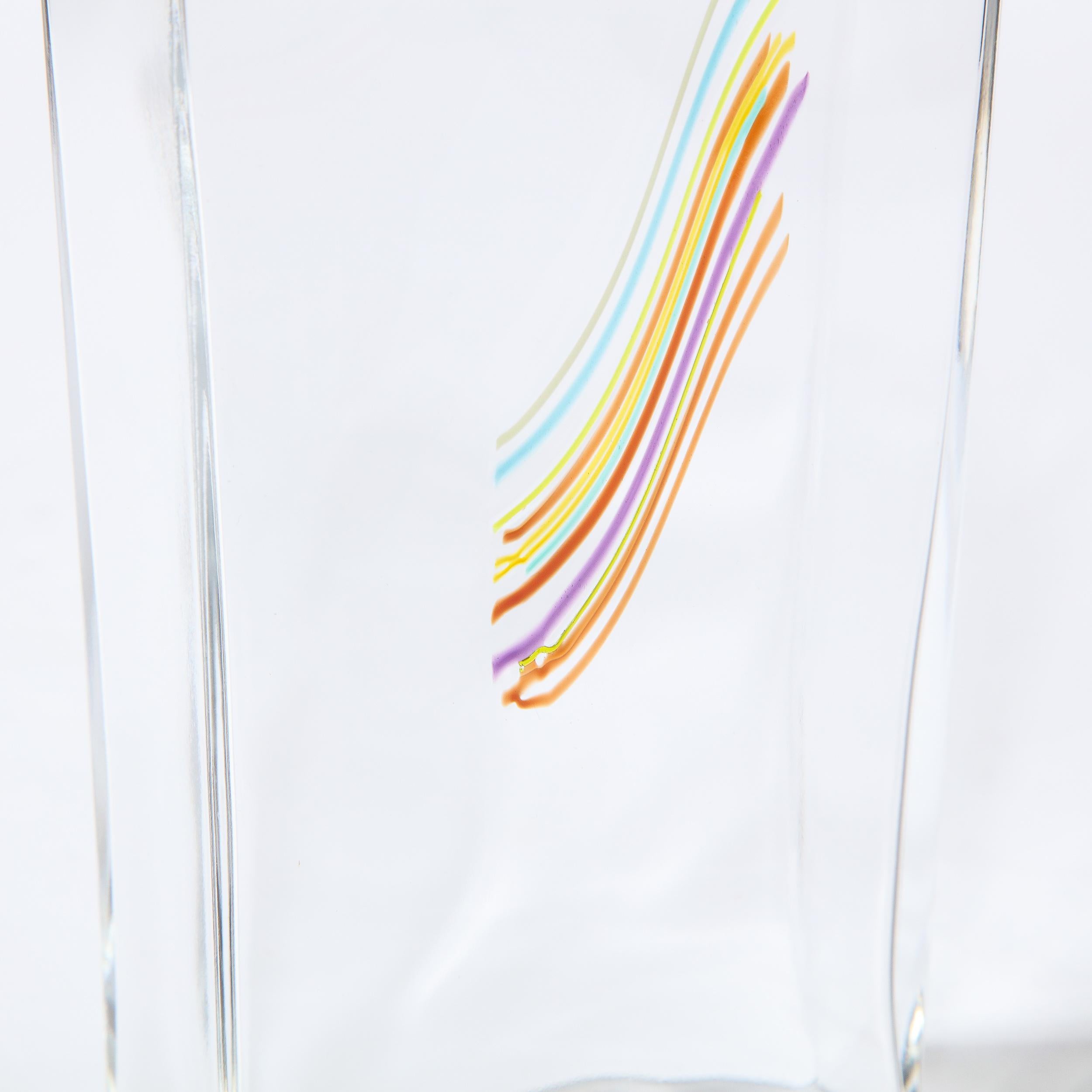 Modernist Rectangular Translucent Glass Vase by Bertil Vallien for Kosta Boda For Sale 3