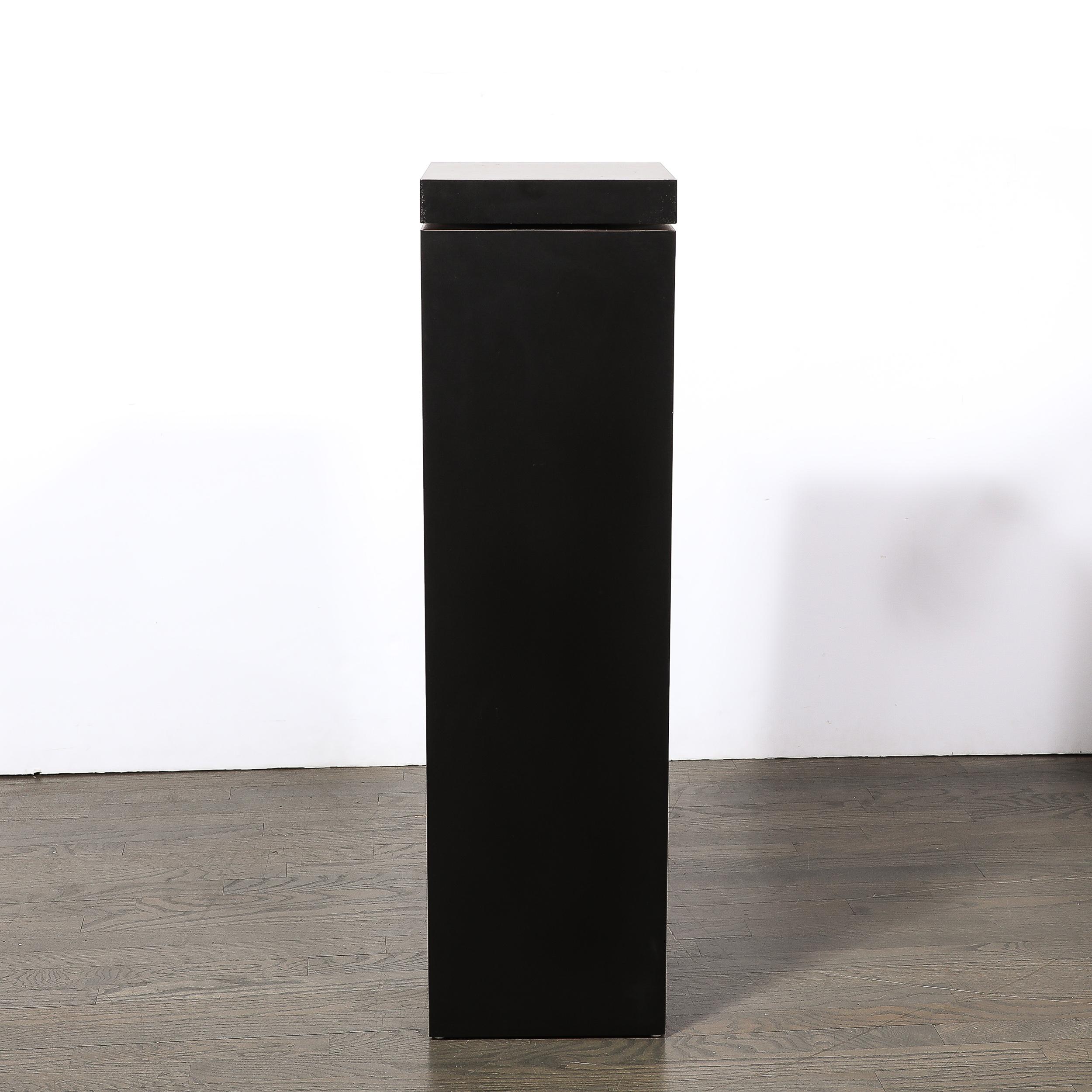 American Modernist Rectilinear Matt Black Swivel Top Pedestal  For Sale