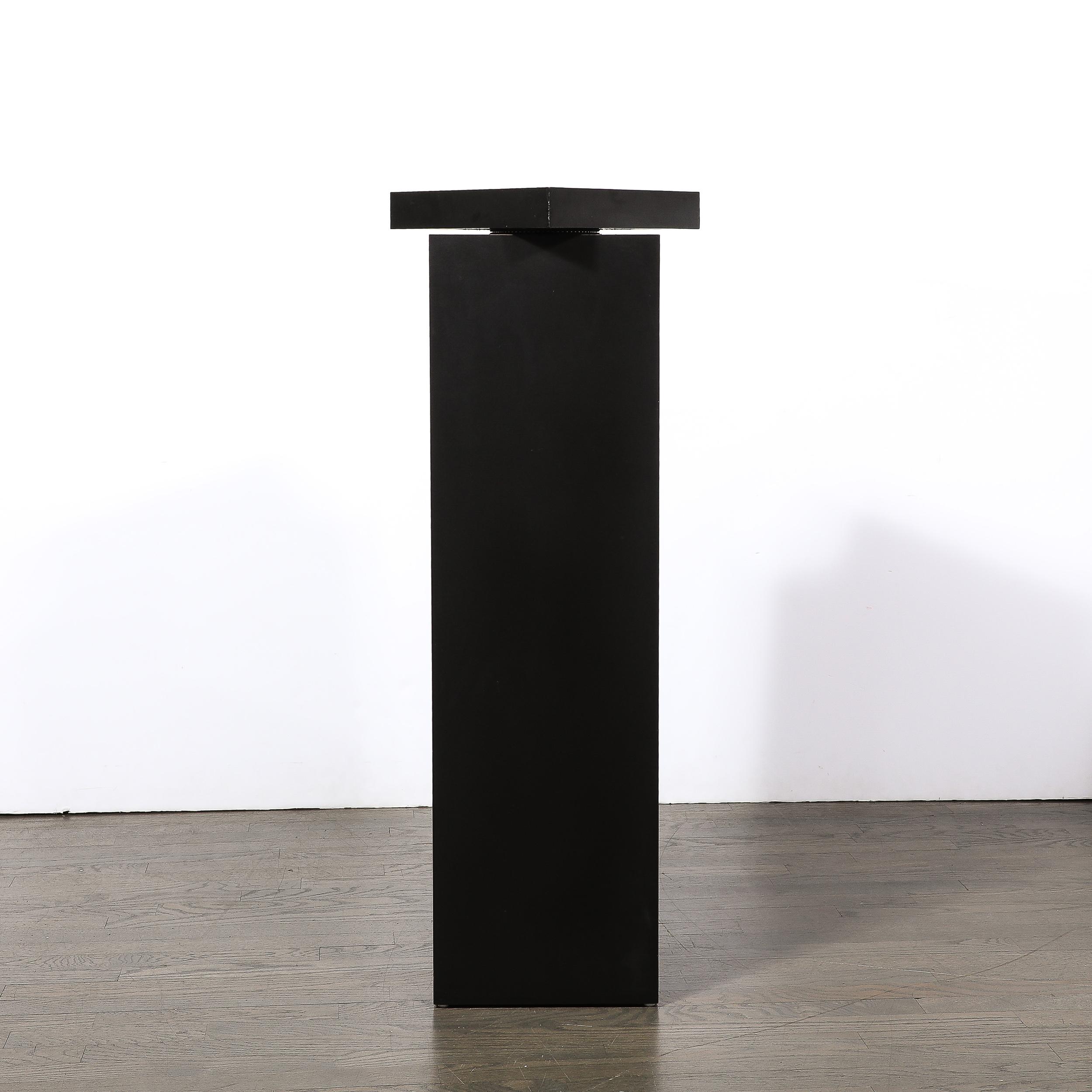20th Century Modernist Rectilinear Matt Black Swivel Top Pedestal  For Sale