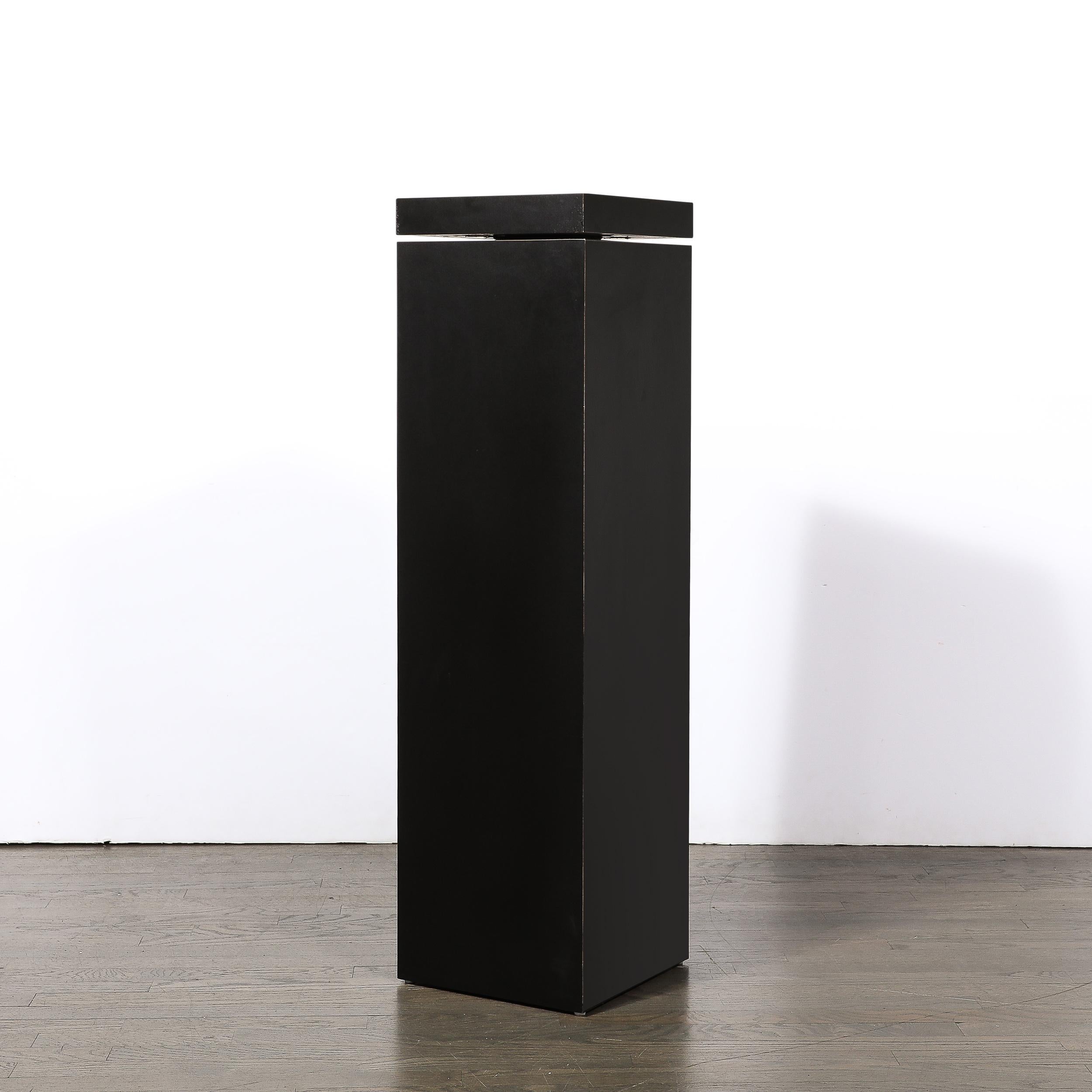 Formica Modernist Rectilinear Matt Black Swivel Top Pedestal  For Sale