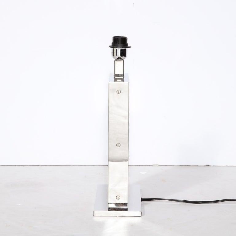 Modernist Rectilinear Table Lamps in Paneled Horn and Polished Nickel en venta 2