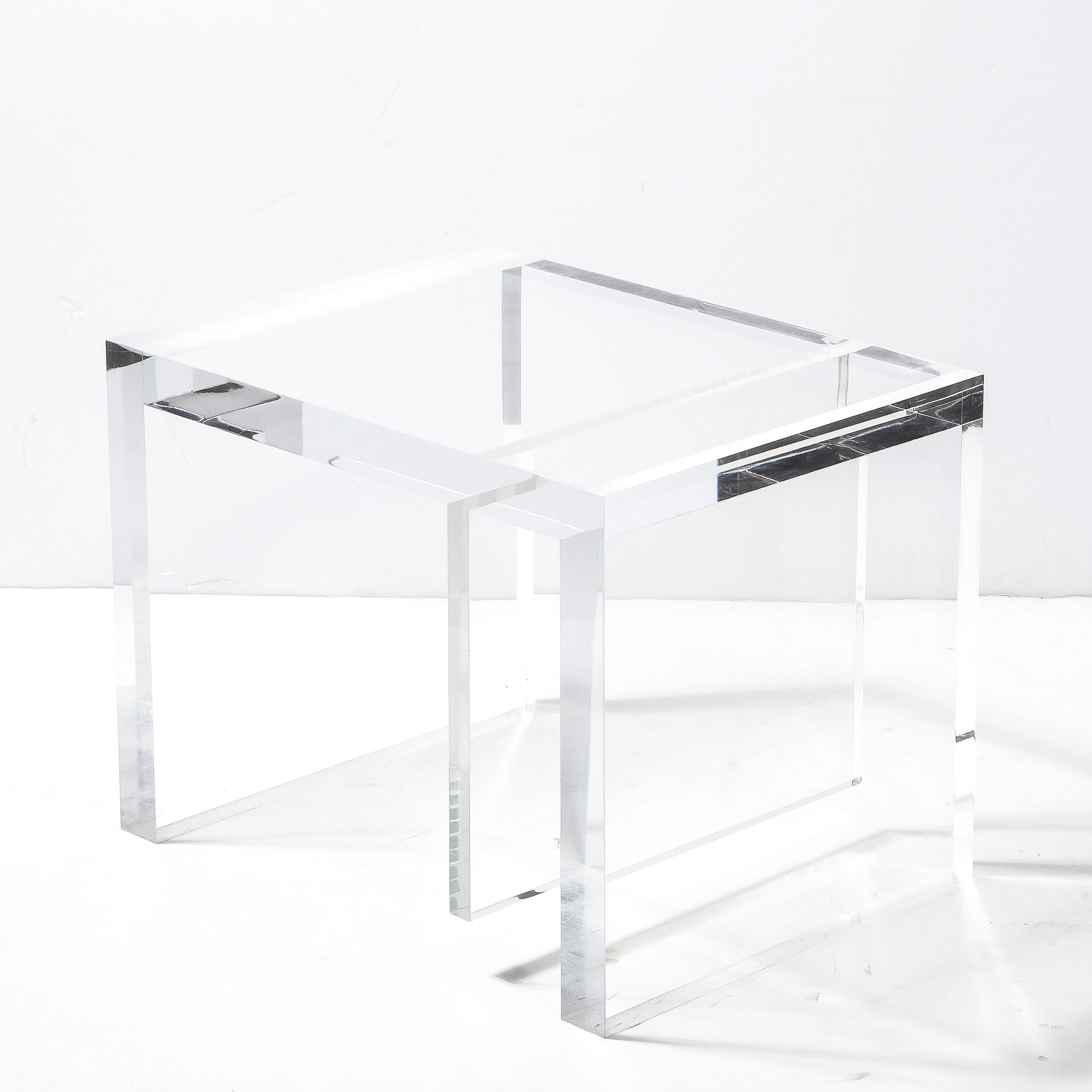 Modernist Rectilinear Translucent Lucite Occasional/ Side Table For Sale 5