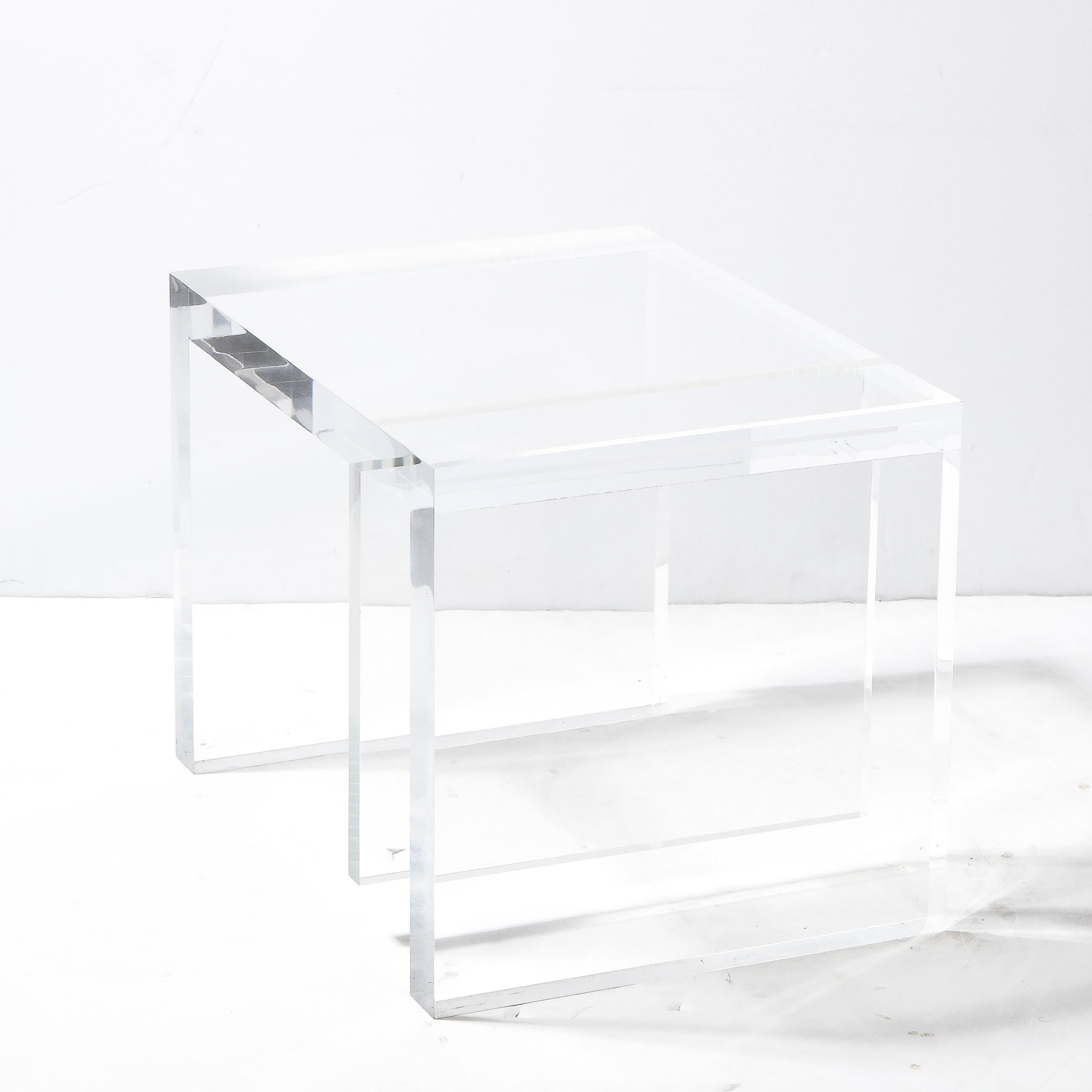 Modernist Rectilinear Translucent Lucite Occasional/ Side Table For Sale 6