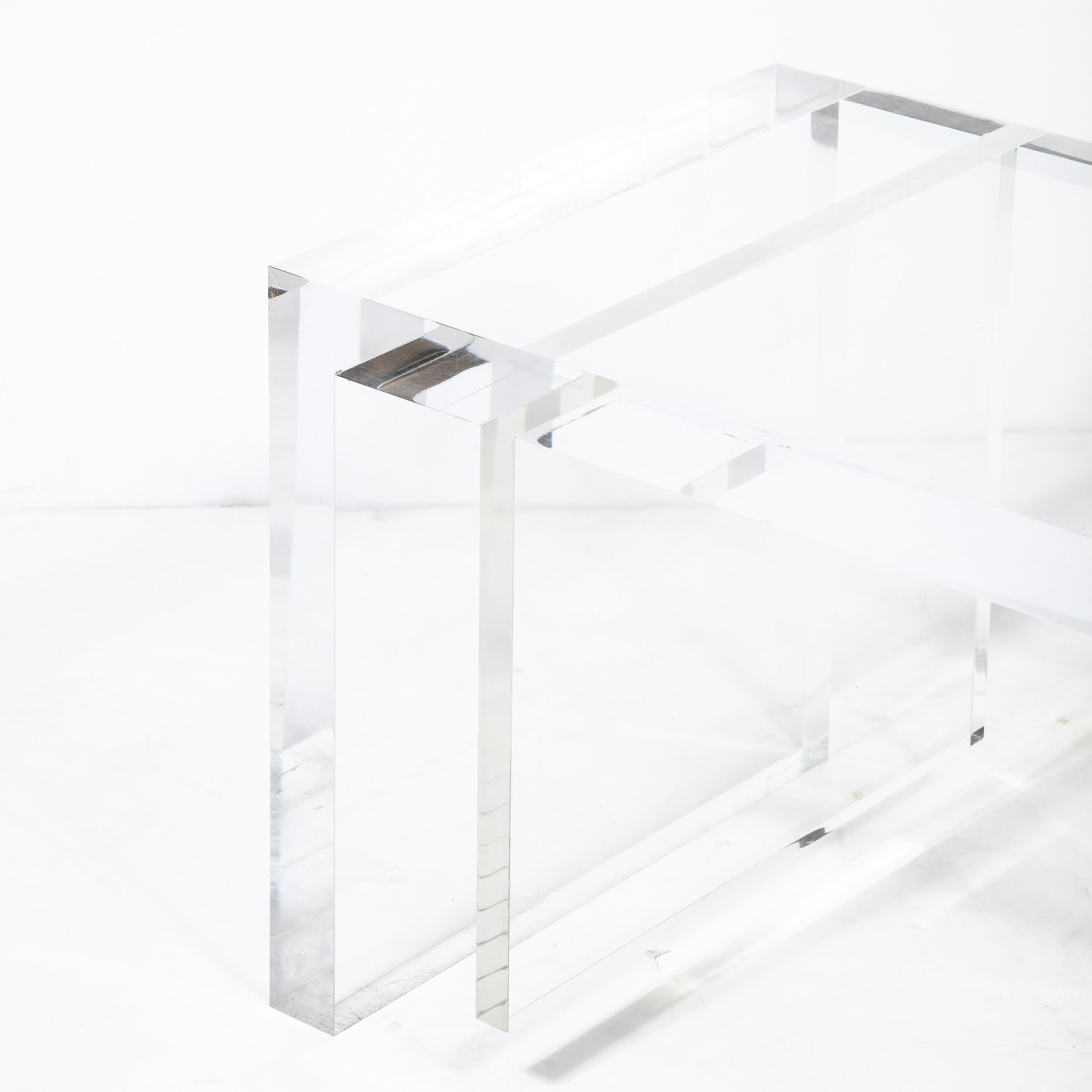 American Modernist Rectilinear Translucent Lucite Occasional/ Side Table For Sale