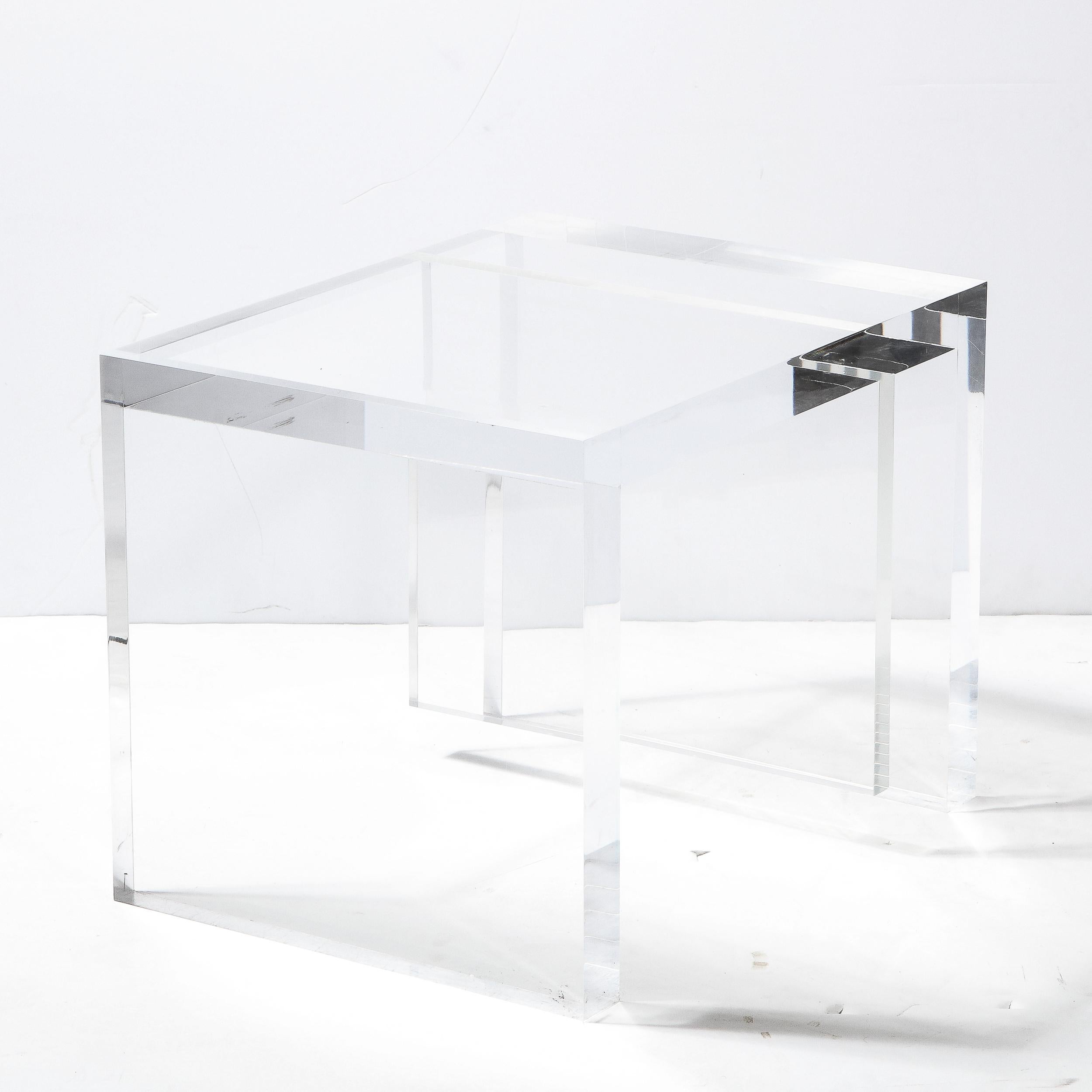 20th Century Modernist Rectilinear Translucent Lucite Occasional/ Side Table For Sale