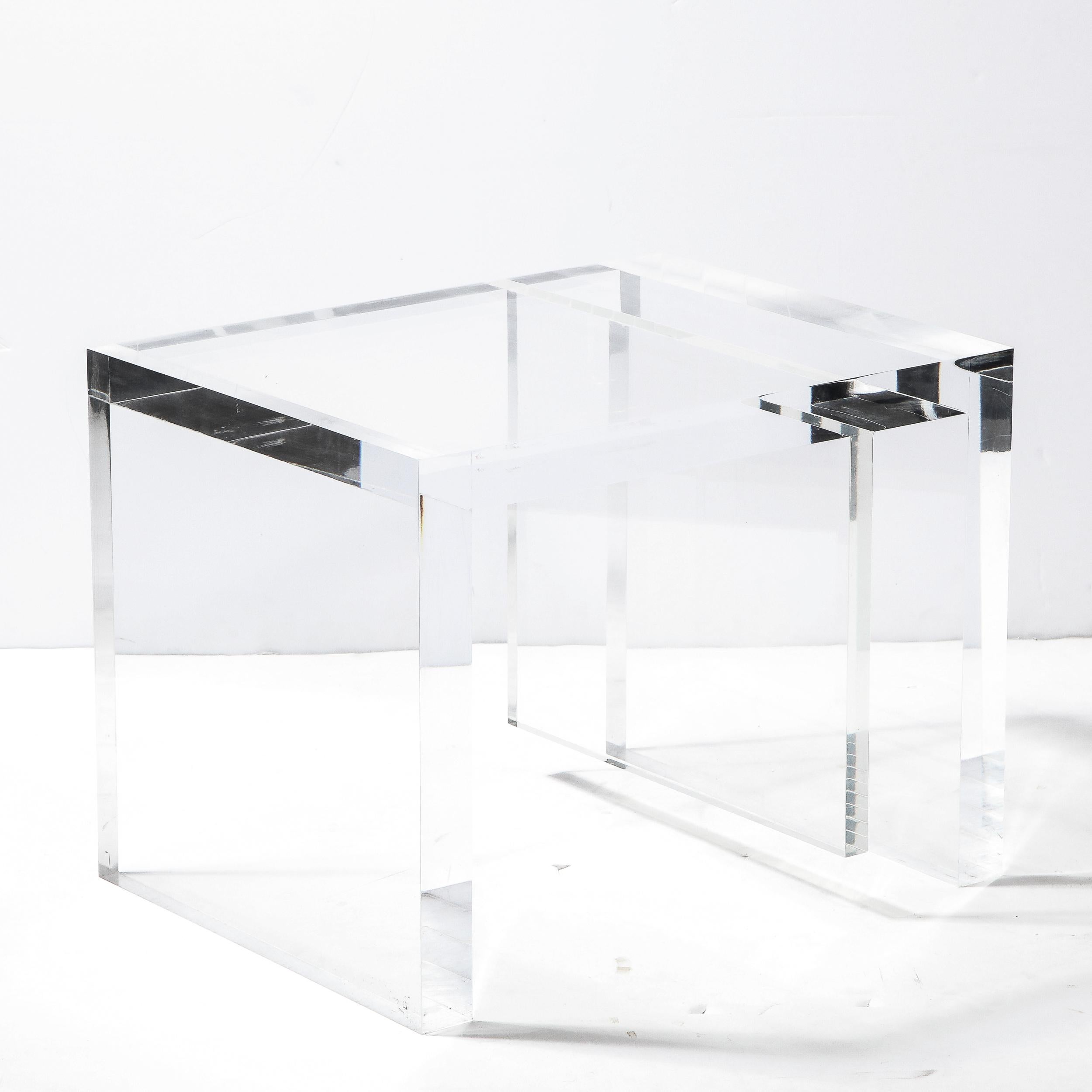 Modernist Rectilinear Translucent Lucite Occasional/ Side Table For Sale 1