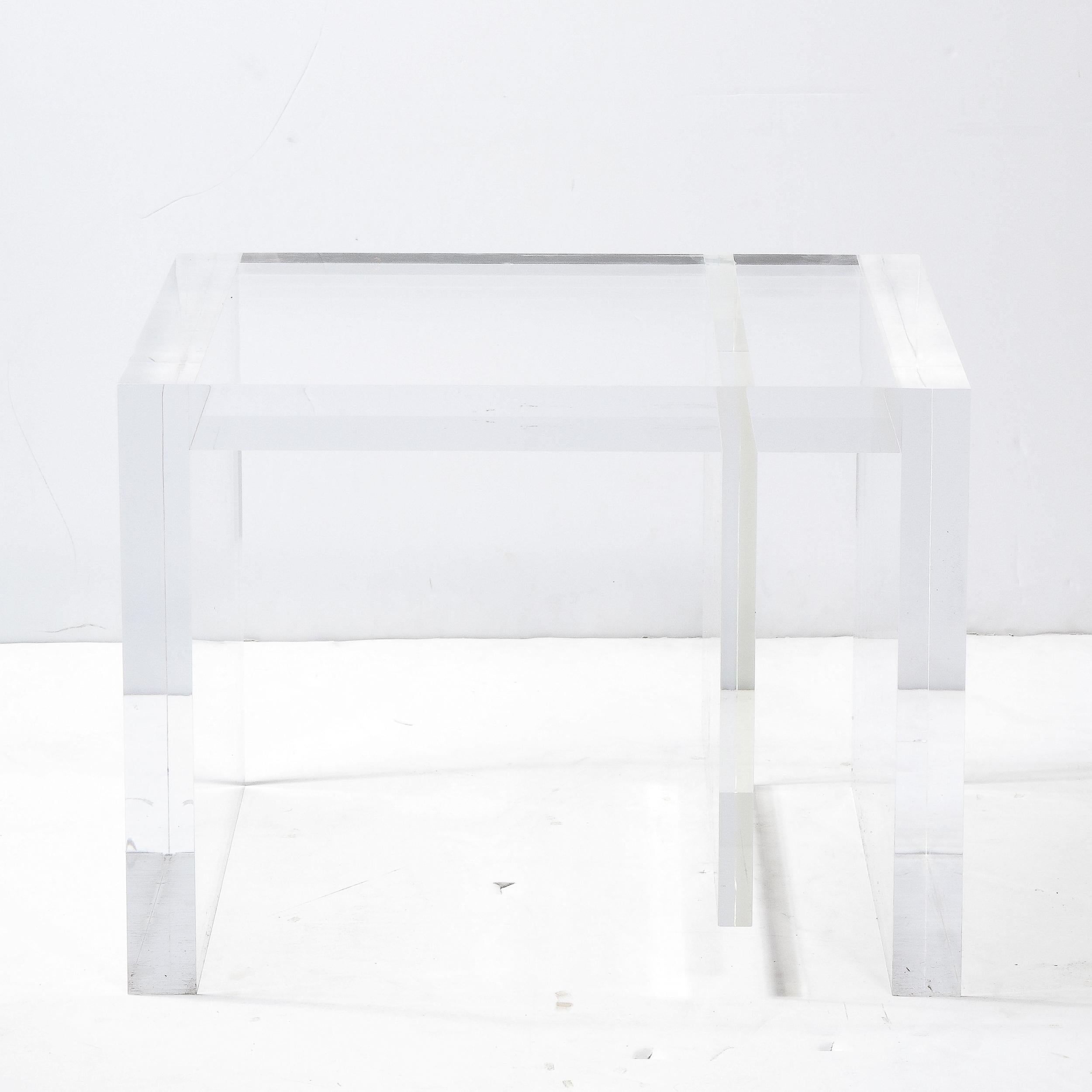 Modernist Rectilinear Translucent Lucite Occasional/ Side Table For Sale 2
