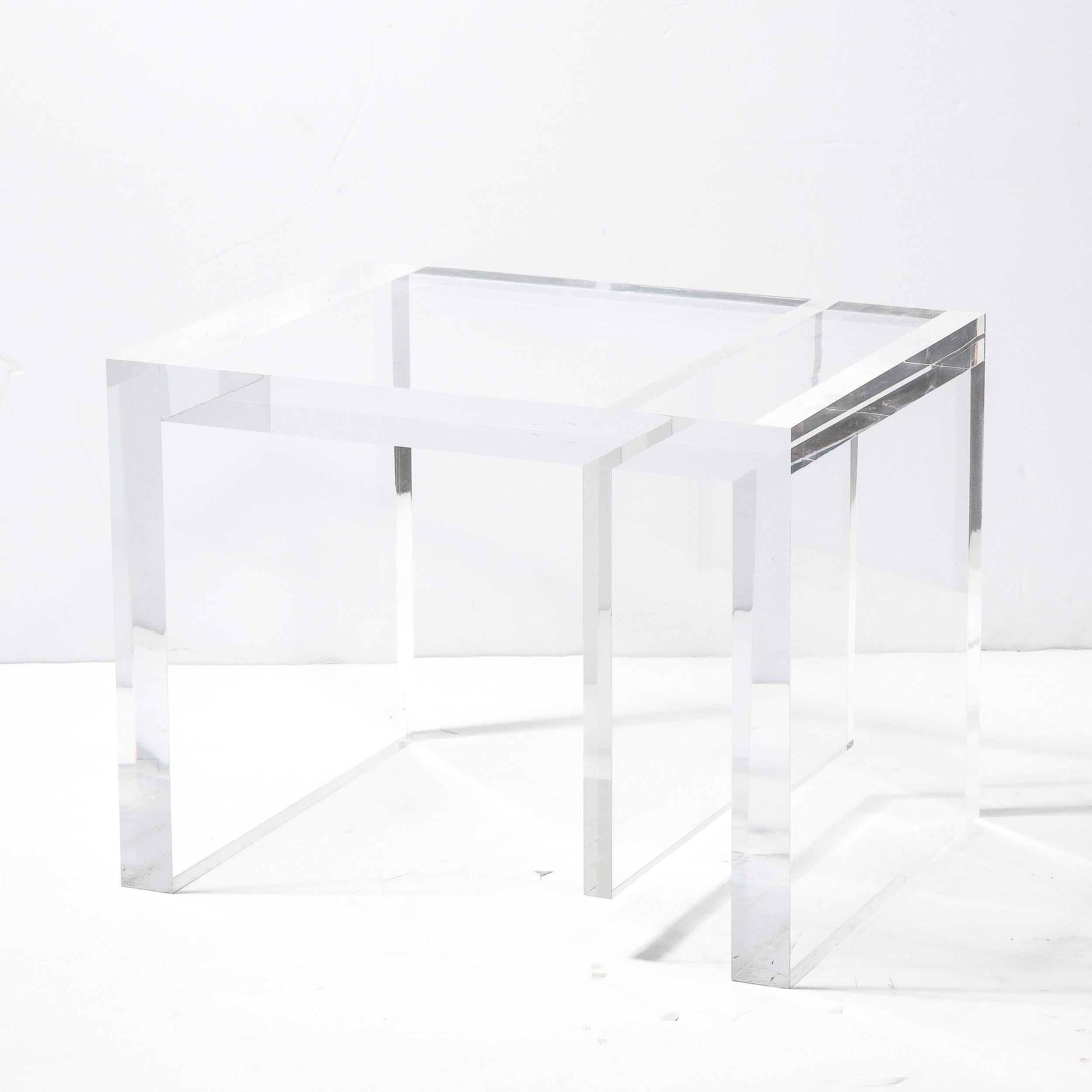 Modernist Rectilinear Translucent Lucite Occasional/ Side Table For Sale 3