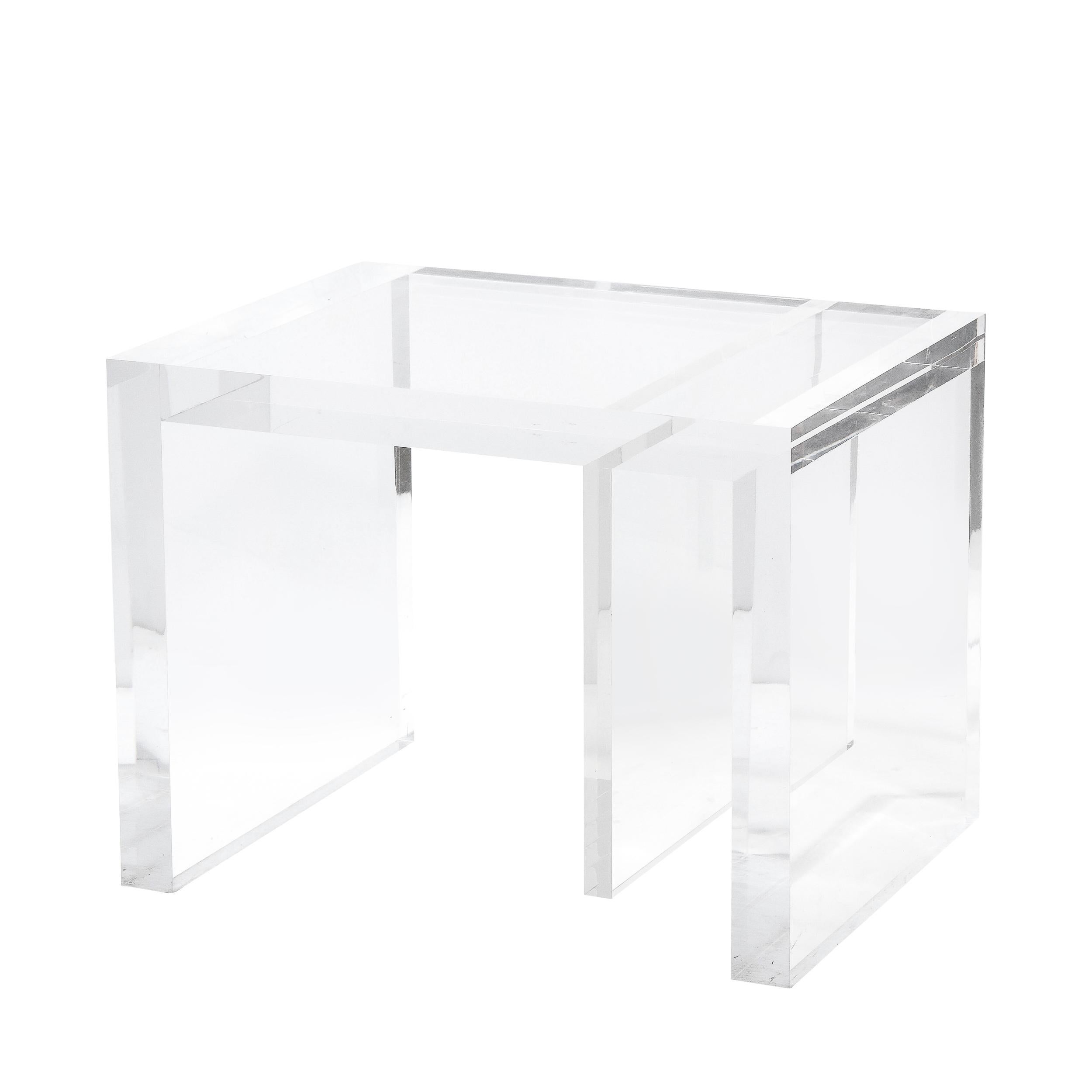 Modernist Rectilinear Translucent Lucite Occasional/ Side Table For Sale 4