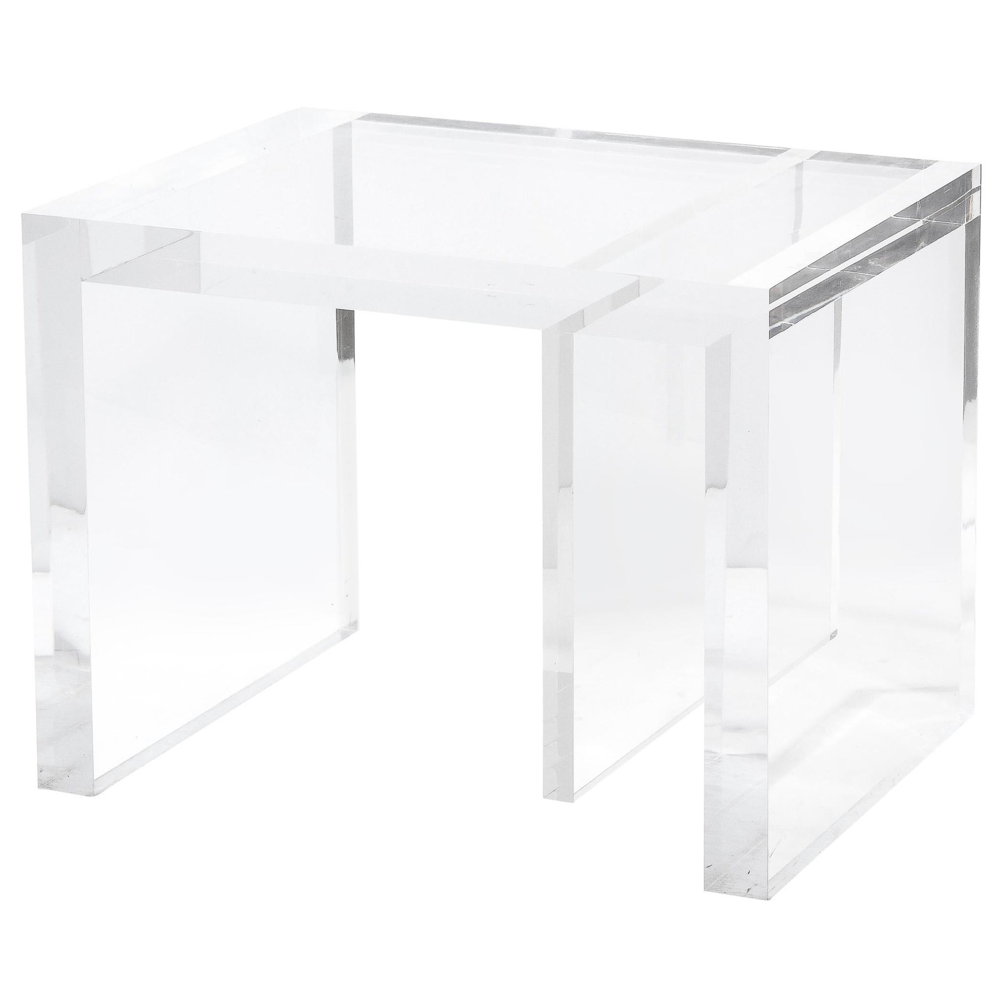 Mesa auxiliar rectilínea modernista de lucita translúcida
