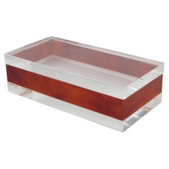 Maison Mercier Modernist Amber and Clear Lucite Box, circa 1970