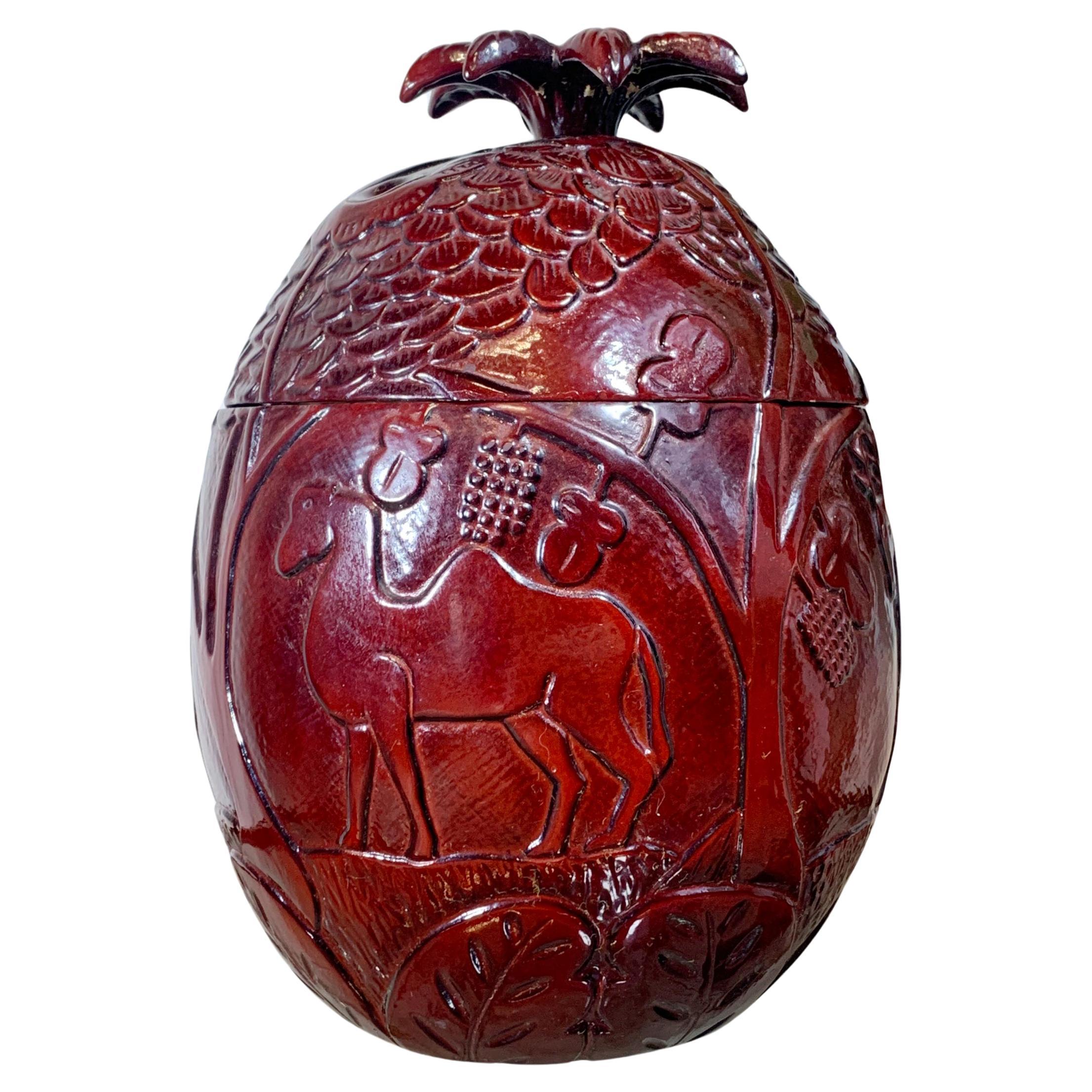 Modernist Red Ice Bucket in the Style of Marc Chagall, 1950s For Sale