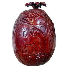 Modernist Red Ice Bucket in the Style of Marc Chagall, 1950s