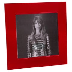 Modernist Red Lucite Picture Frame, Italy circa 1970