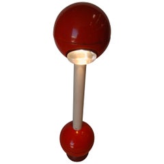 Modernist Red Metal Double Ball Barbell Accent Table Lamp