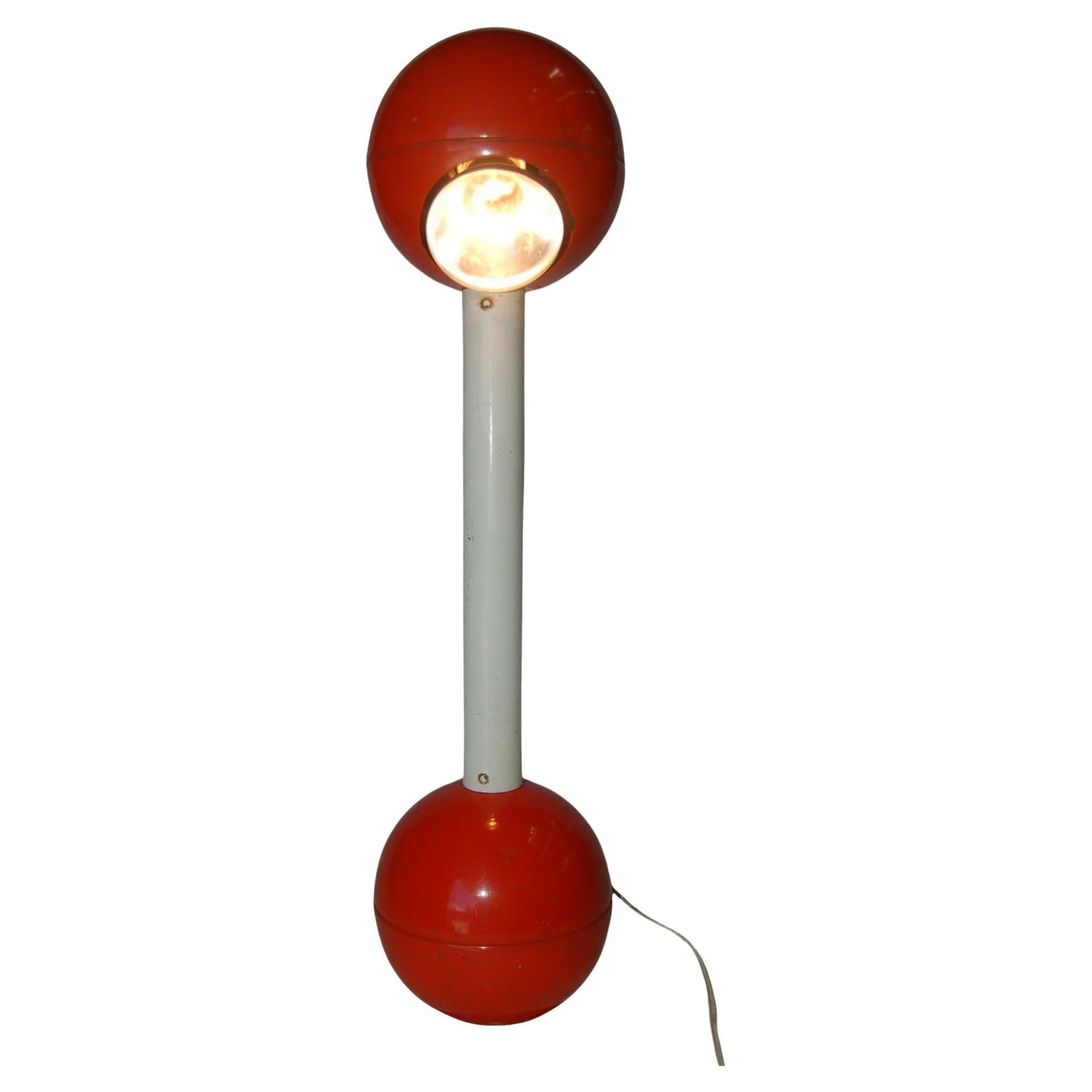 Modernist Red Metal Double Ball Barbell Accent Table Lamp For Sale