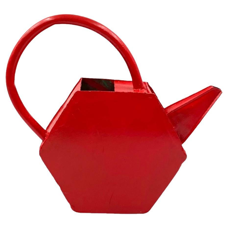 Modernist red watering can, France 1940s in vendita