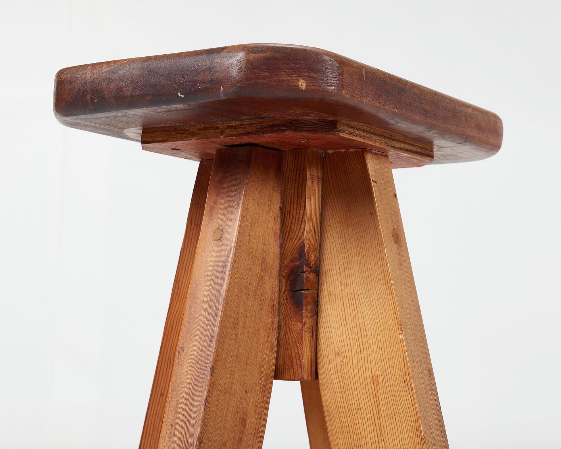 Modernist Redwood Bar Stools, c1970 In Good Condition For Sale In Los Angeles, CA