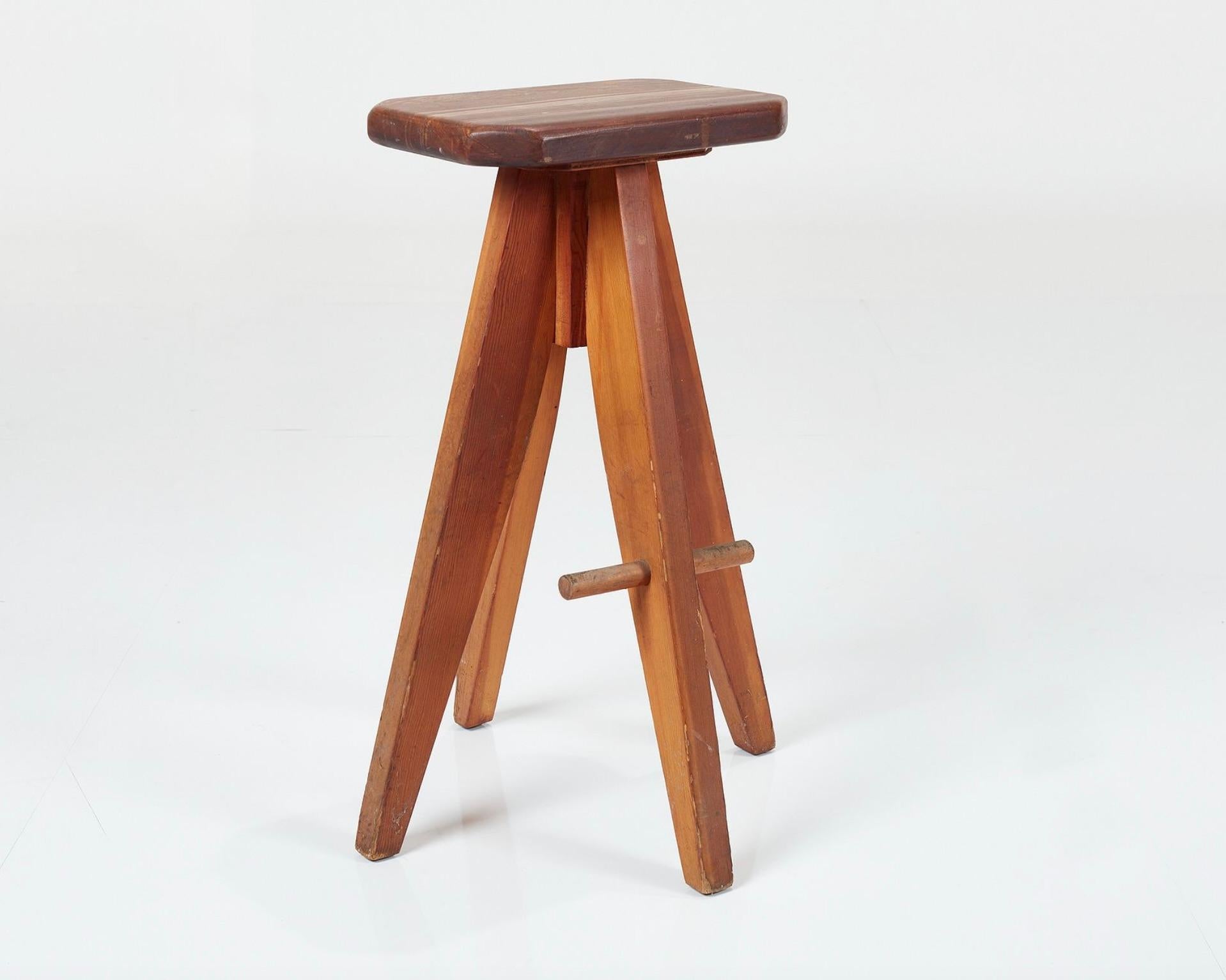Late 20th Century Modernist Redwood Bar Stools, c1970 For Sale