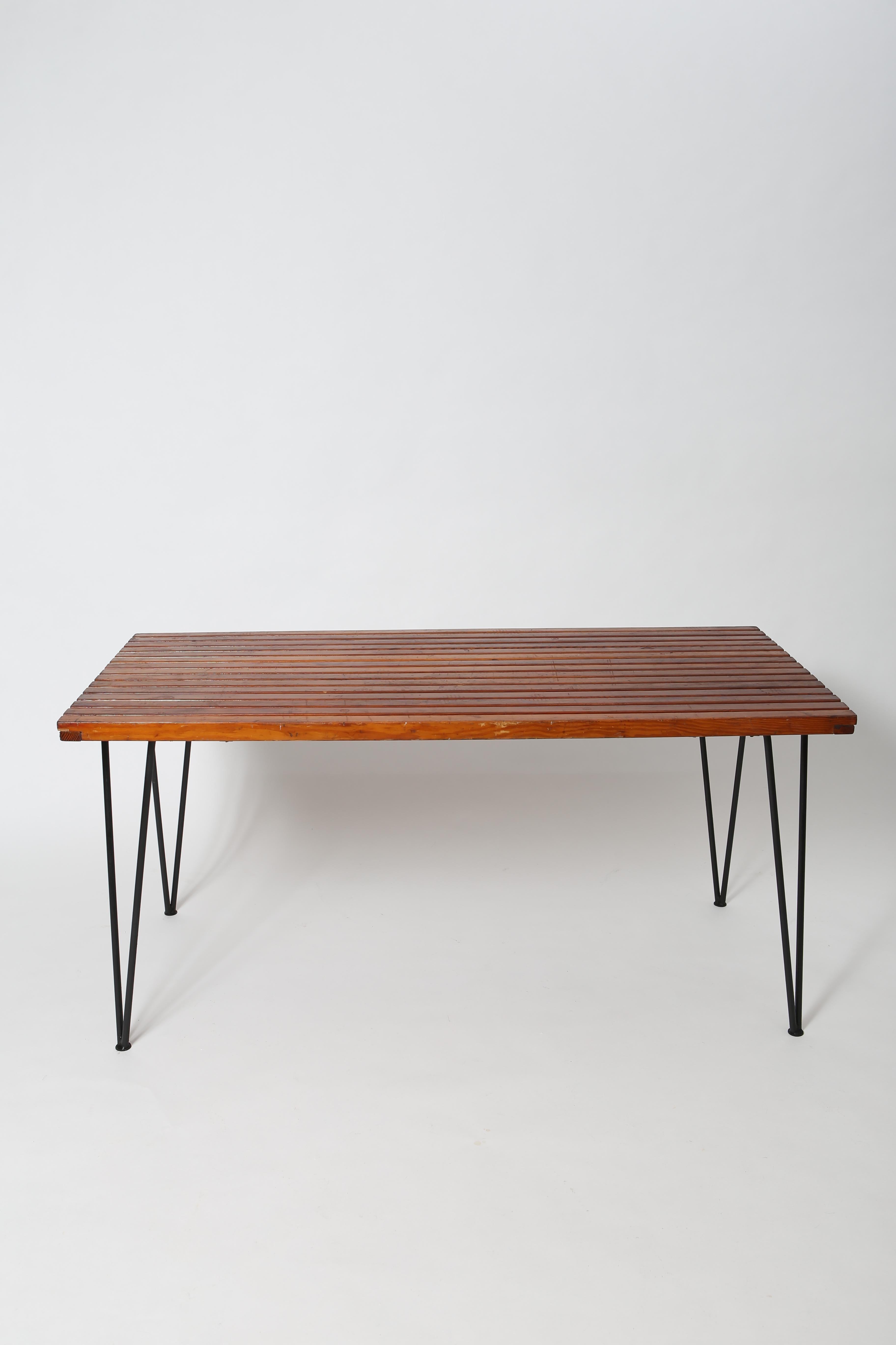 Mid-Century Modern Modernist Redwood Slat Dining Table by Pipsan Saarinen-Swanson for Ficks Reed