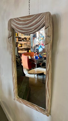 Modernist Regency Cerused Wood "Drape" mirror att to Osvaldo Borsani