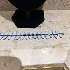 1960s Renoir Matisse Blue Enamel on Copper Bracelet Band