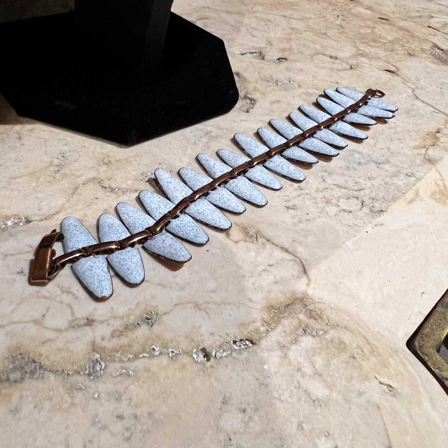 1960s Renoir Matisse Blue Enamel on Copper Bracelet Band In Good Condition For Sale In Chula Vista, CA