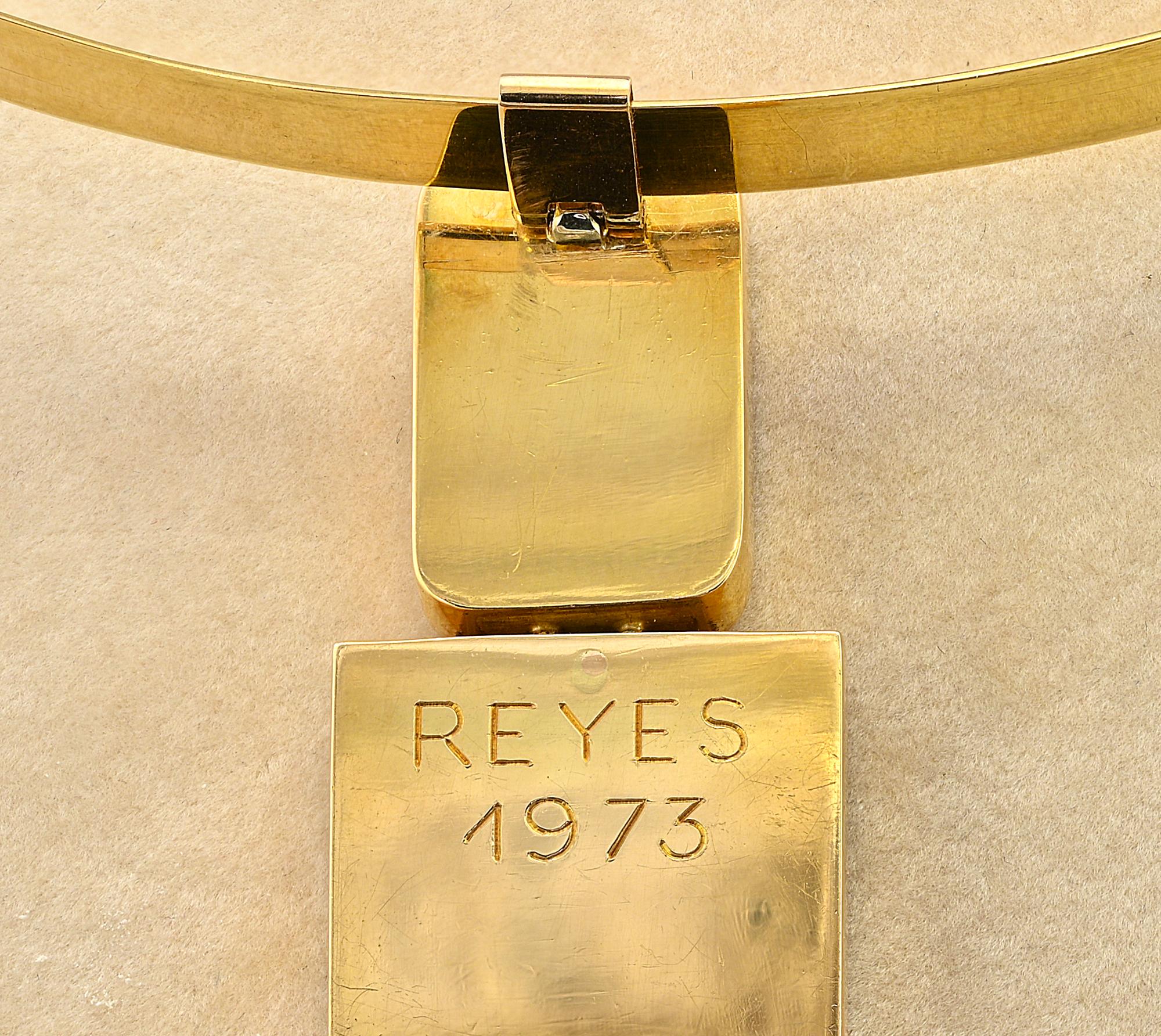 Modernist Reyes Designer Lapis 18 KT Necklace For Sale 2