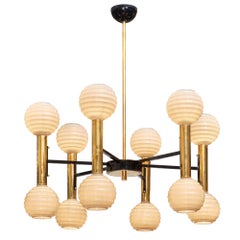 Modernist Ridged Murano Glass Chandelier