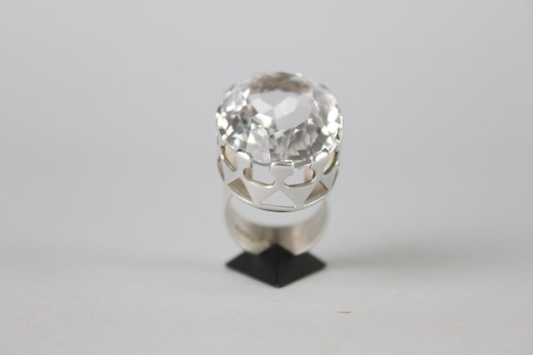 Modernist Ring in Silver and a Large Rock Crystal by Kaplan, Stockholm ...