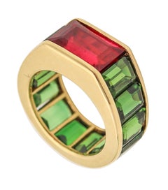 Bague cocktail Riviera moderniste en or 18 carats avec 13,31 carats de tourmalines
