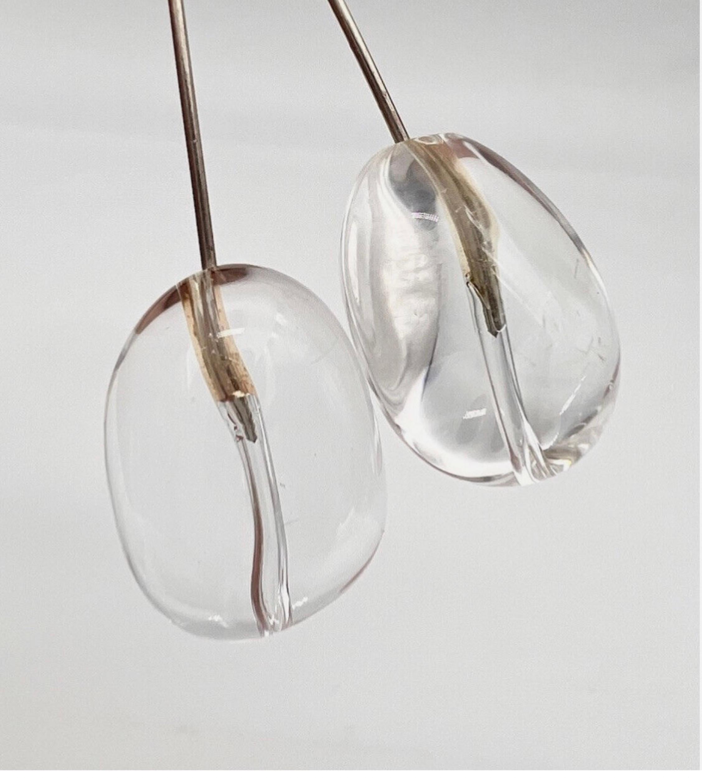 Modernist Rock Quartz Crystal and Sterling Silver Long Drop Earring  For Sale 13