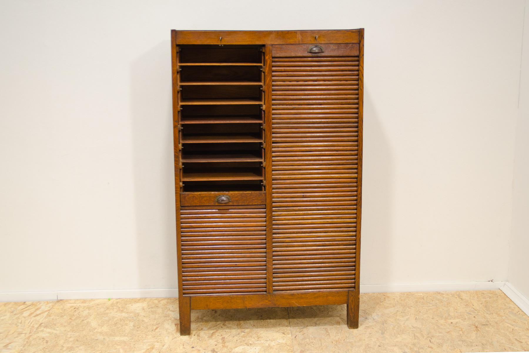 Art Deco Modernist Roller blind cabinet, 1930s, Czechoslovakia For Sale