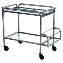 Carrello modernista con vassoio rimovibile di Jacques Adnet, anni ’30