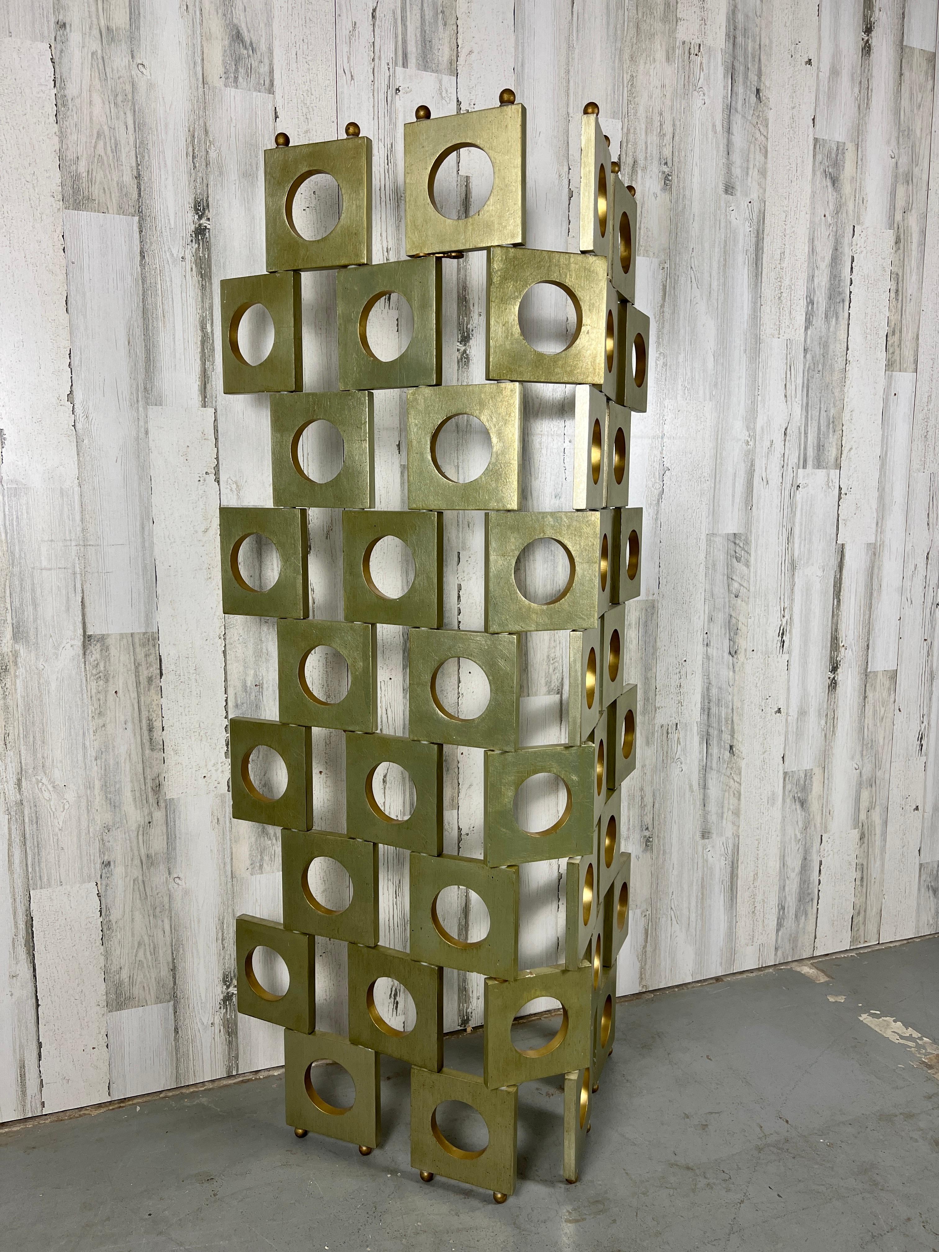 Modernist Room Divider / Screen in Geometric Silver Leaf 5