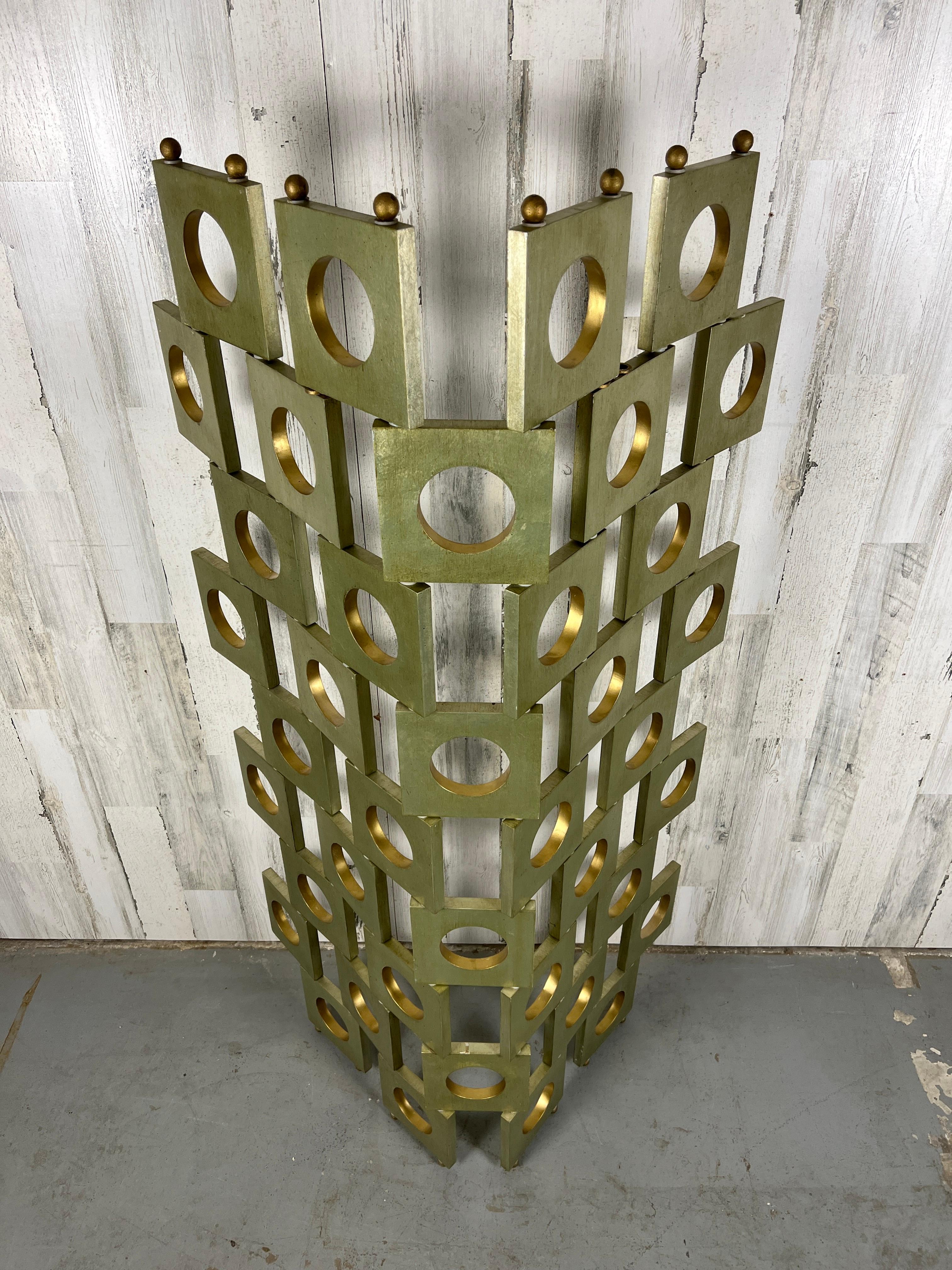 Modernist Room Divider / Screen in Geometric Silver Leaf 6