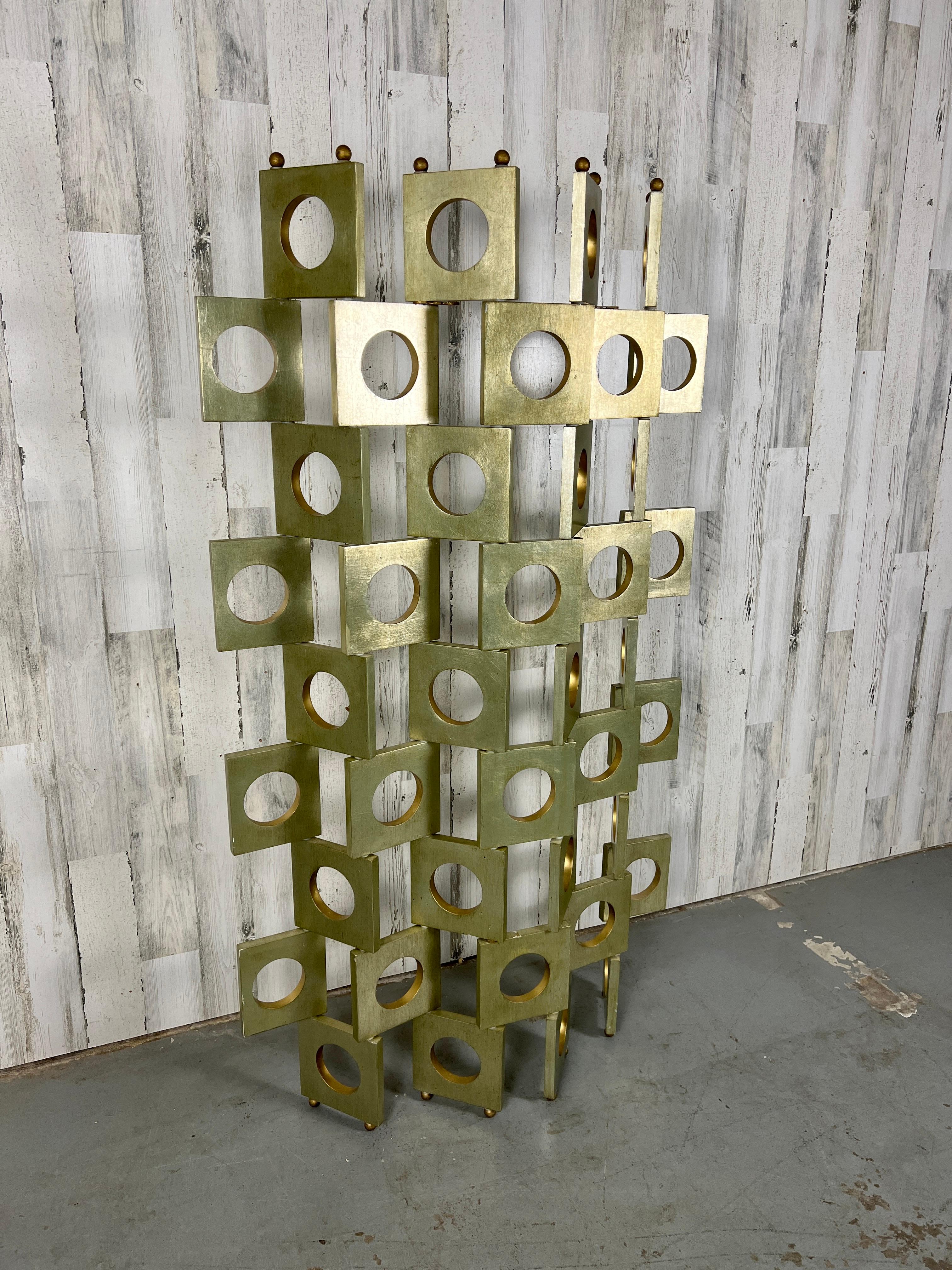 Modernist Room Divider / Screen in Geometric Silver Leaf 8