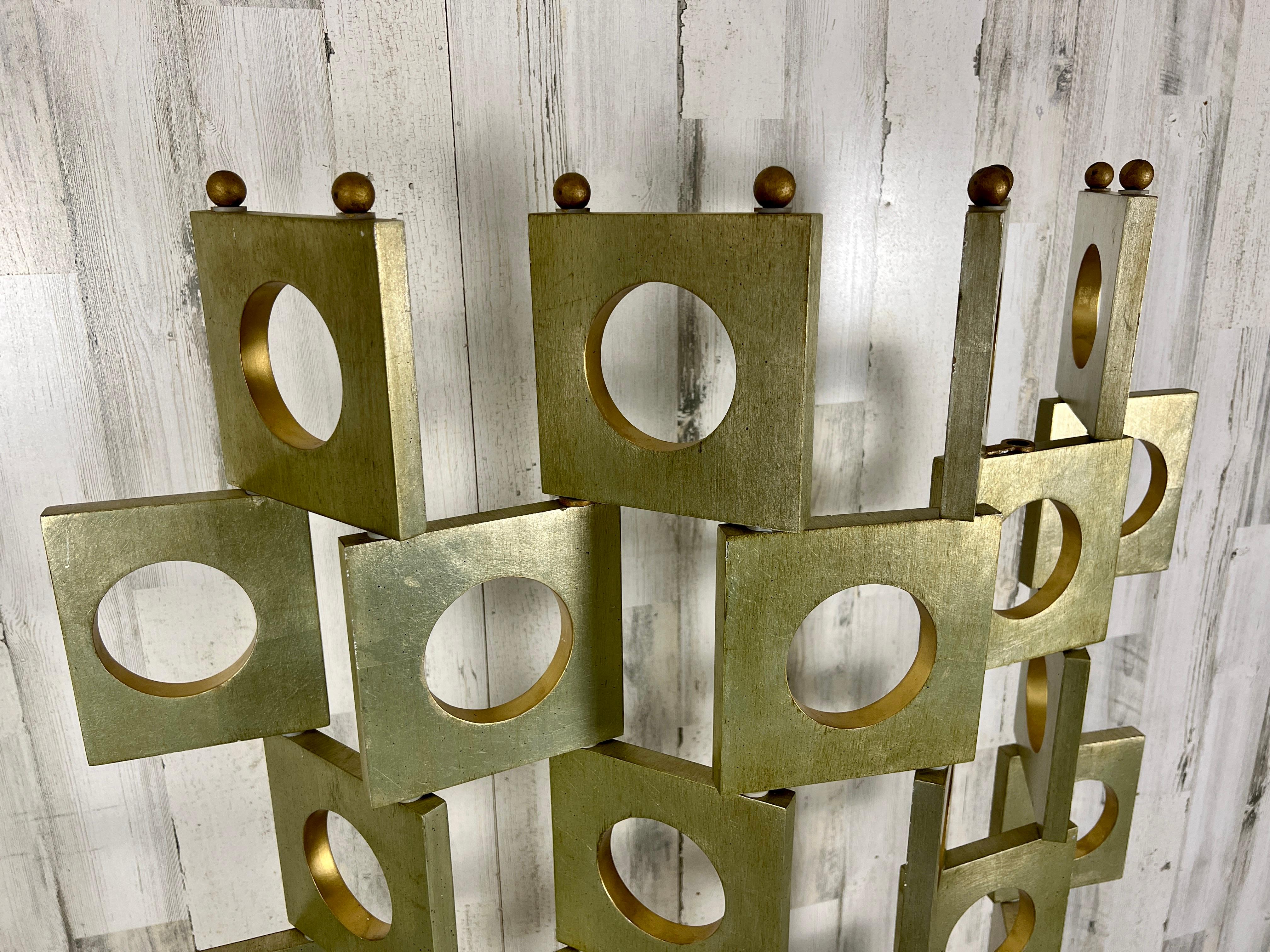 Modernist Room Divider / Screen in Geometric Silver Leaf 9