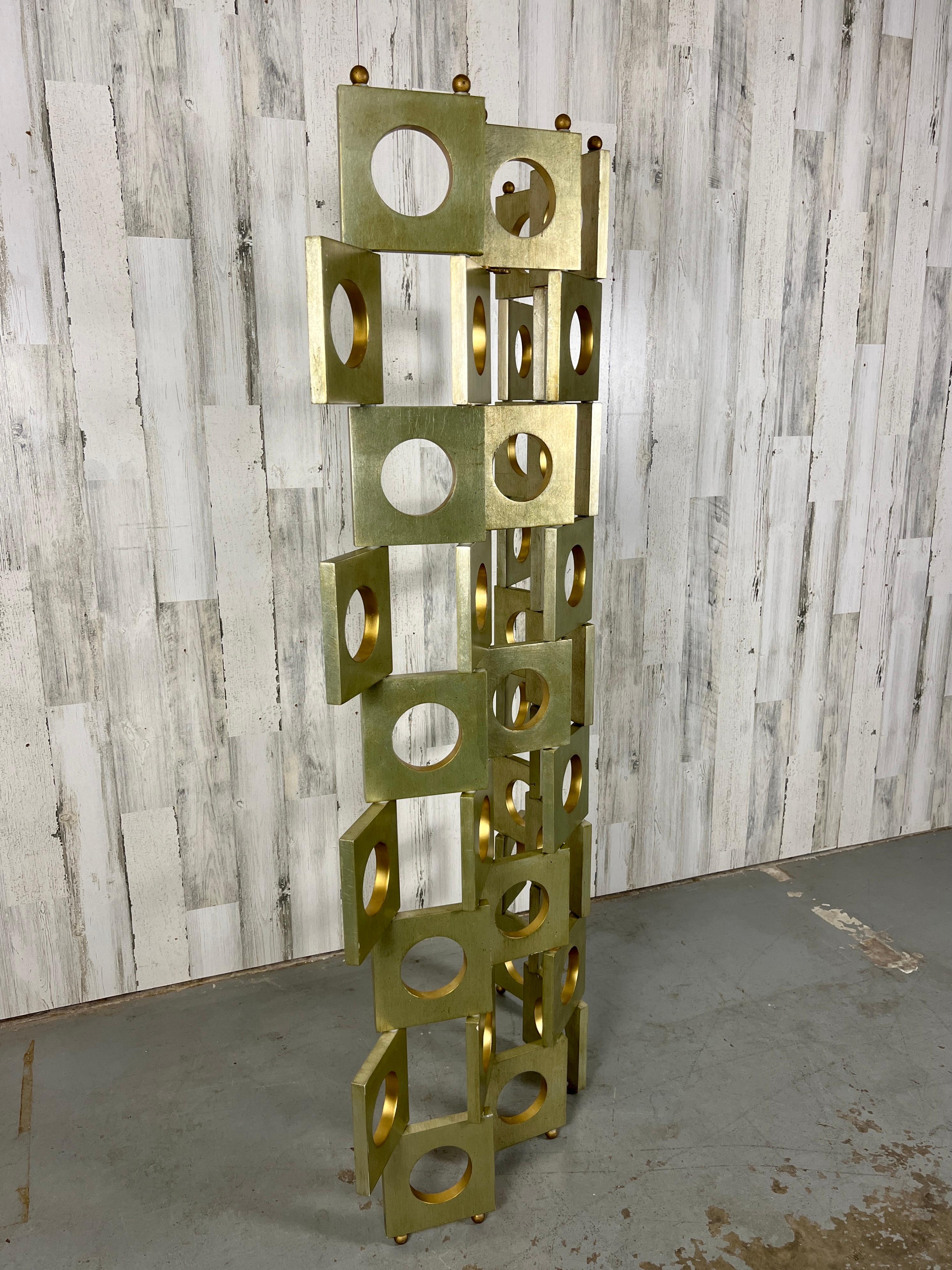 Modernist Room Divider / Screen in Geometric Silver Leaf 10