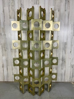 Modernist Room Divider / Screen in Geometric Silver Leaf