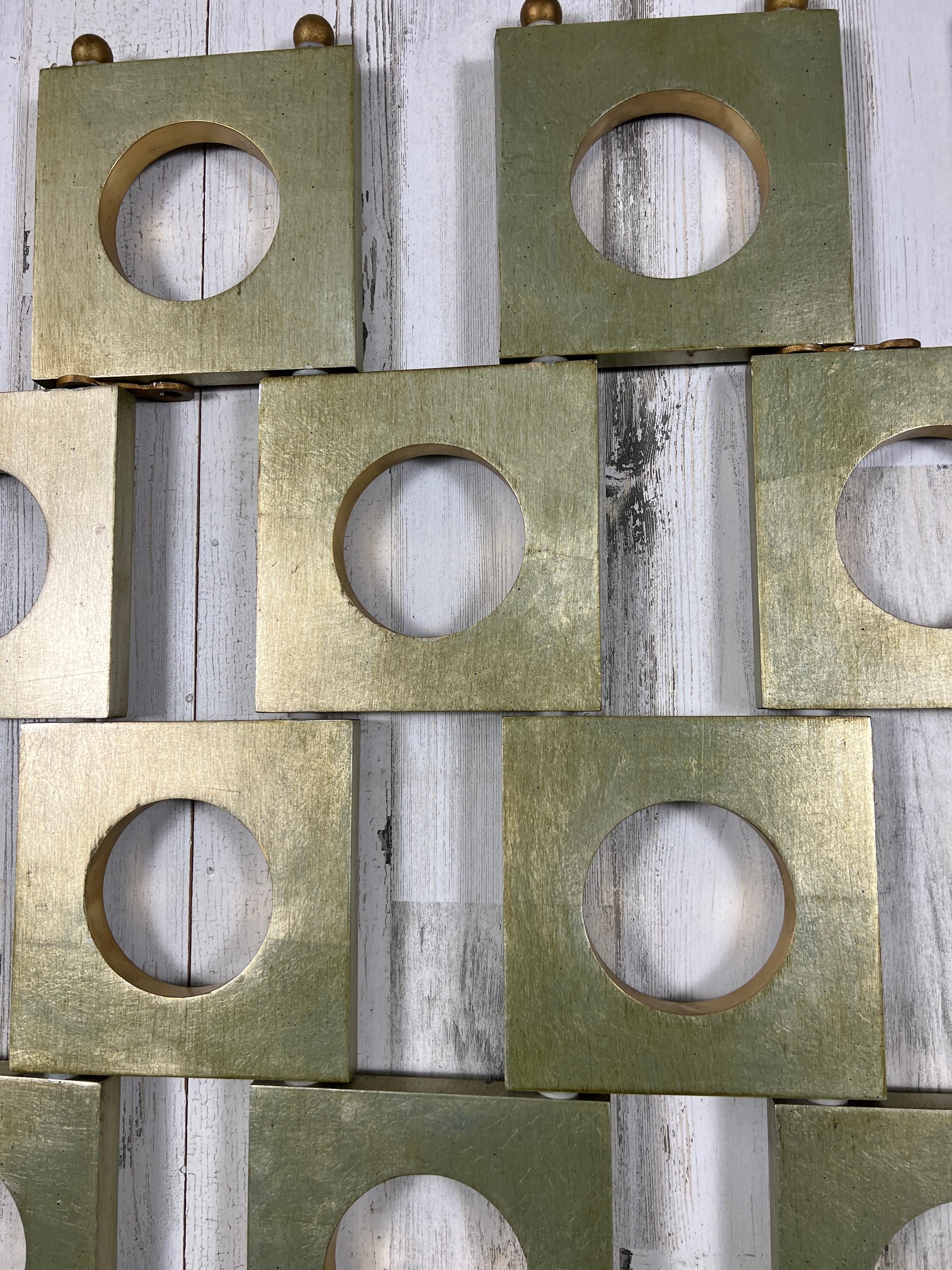 Modernist Room Divider / Screen in Geometric Silver Leaf 1