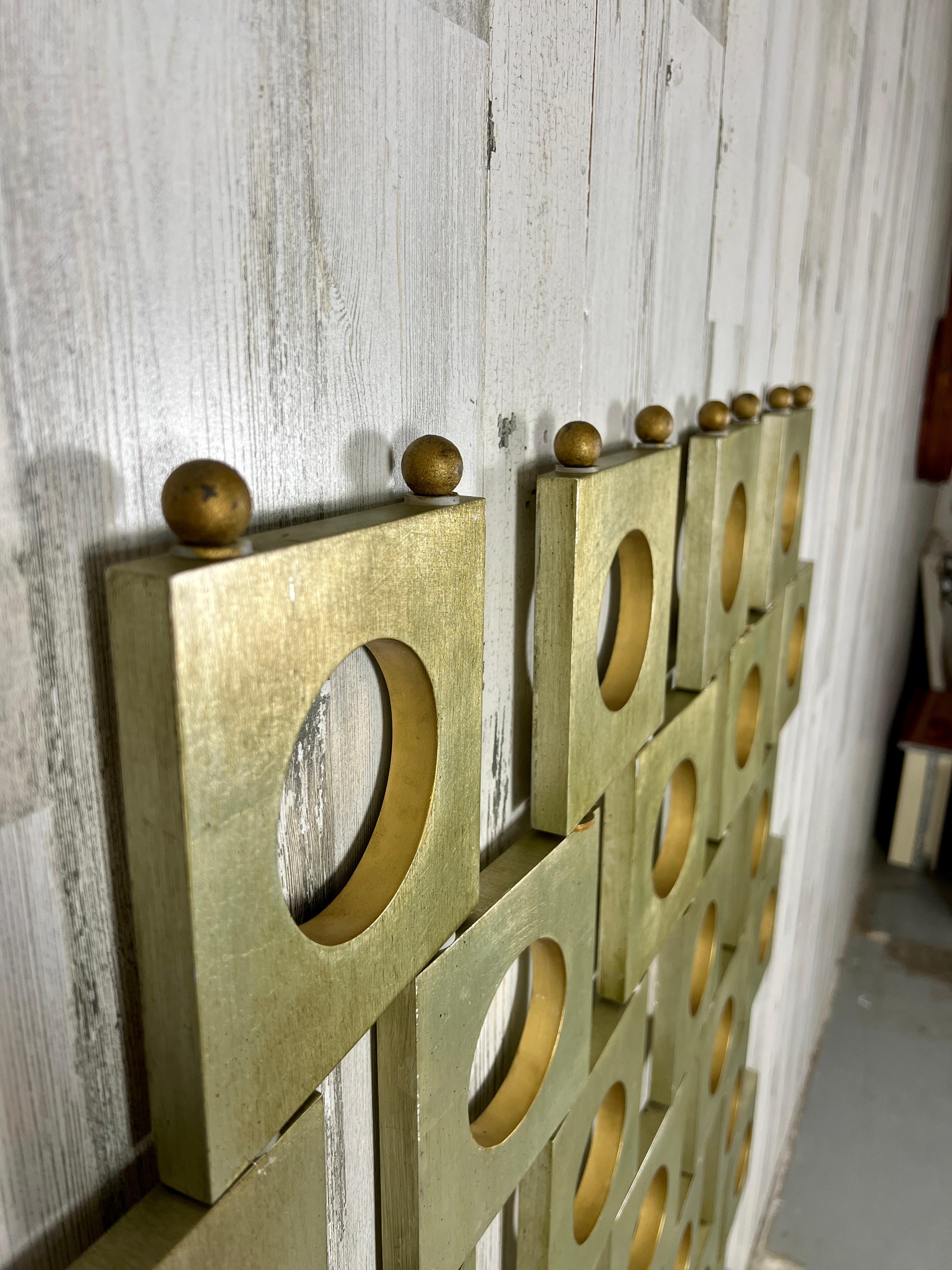 Modernist Room Divider / Screen in Geometric Silver Leaf 2