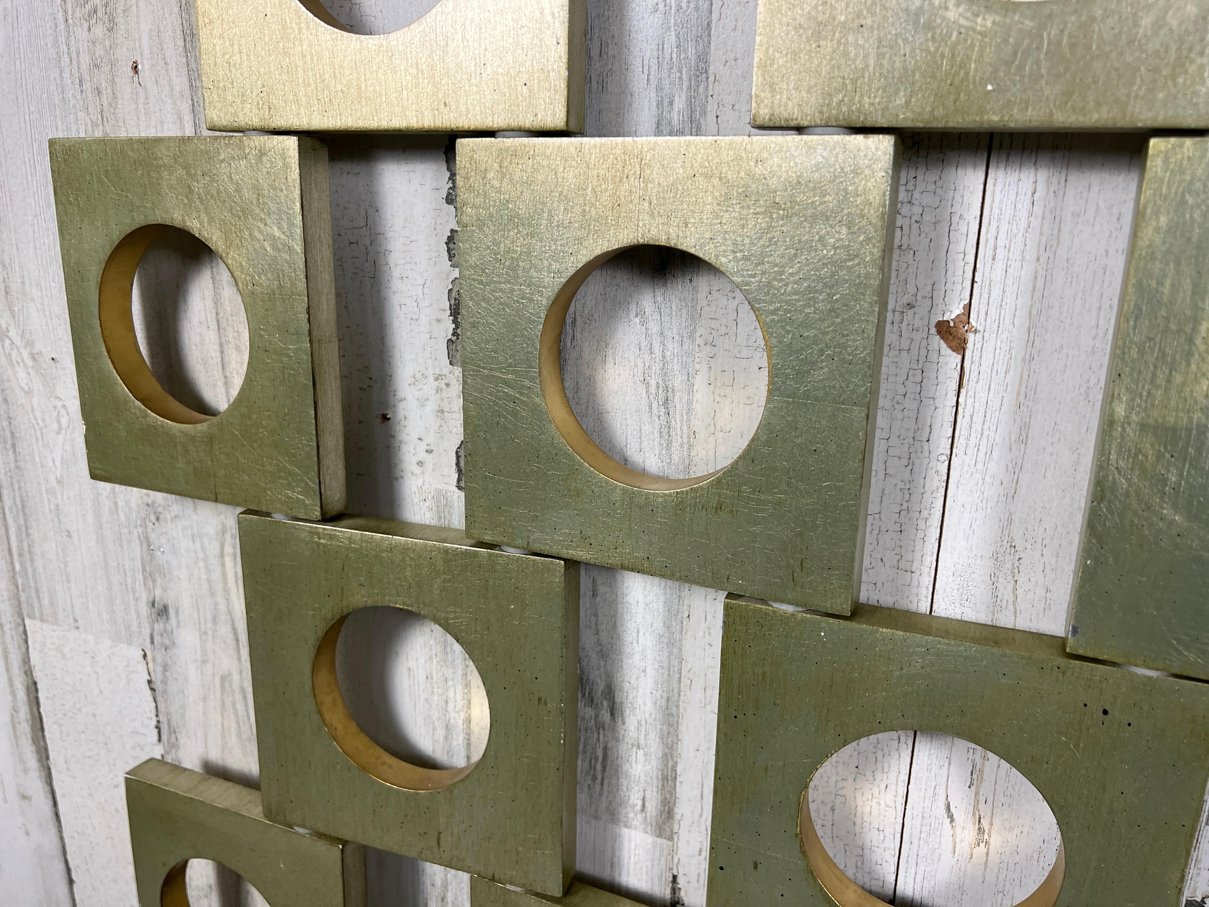 Modernist Room Divider / Screen in Geometric Silver Leaf 3