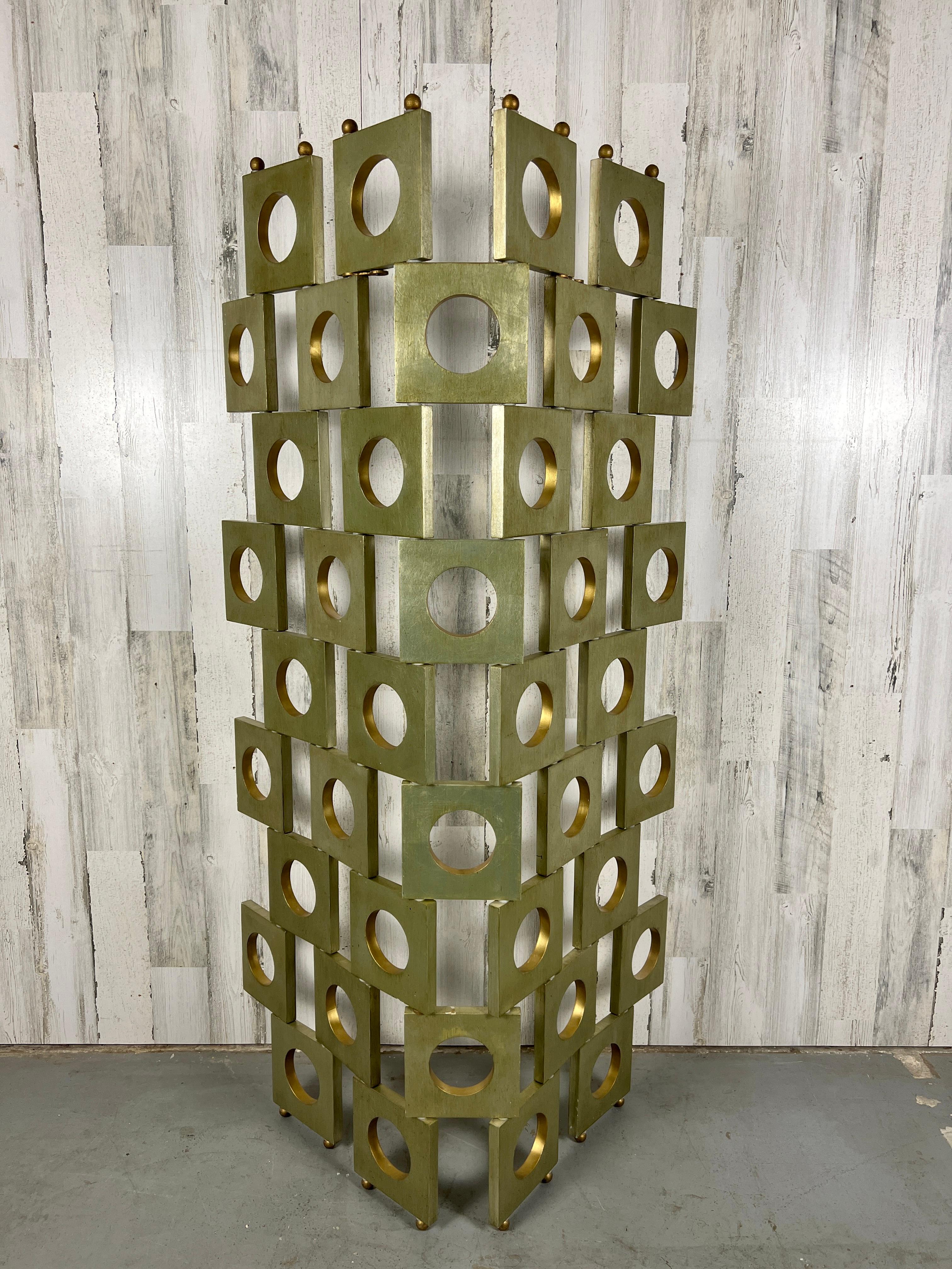 Modernist Room Divider / Screen in Geometric Silver Leaf 4